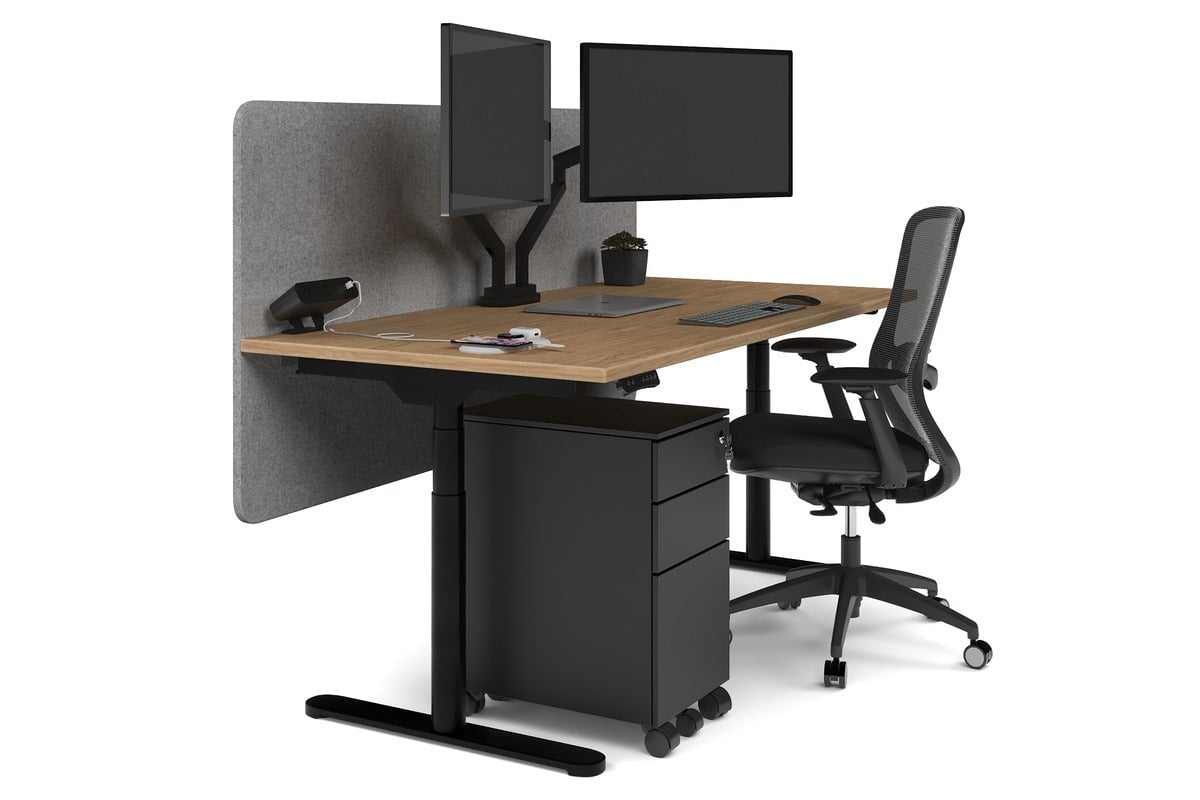 Flexi Premium Height Adjustable Single Workstation Desk - 1600L x 800W with Cable Management Scallop | Ergonomic Standing Desk for Home Office & Workspace