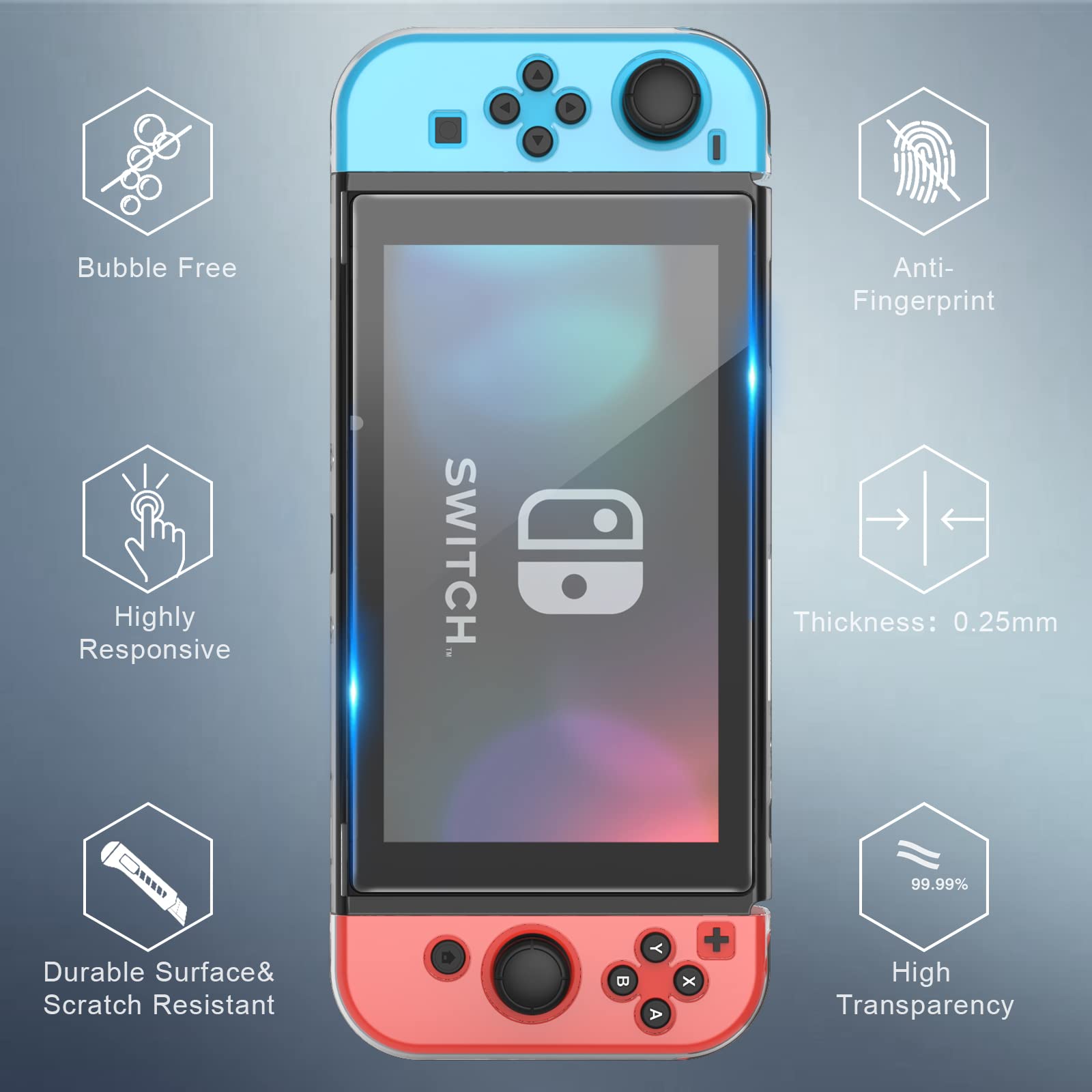 Nintendo Switch Case with Screen Protector - Protective Cover for Switch Console & Joy-Cons | Perfect for Travel, Gaming, and Storage Protection