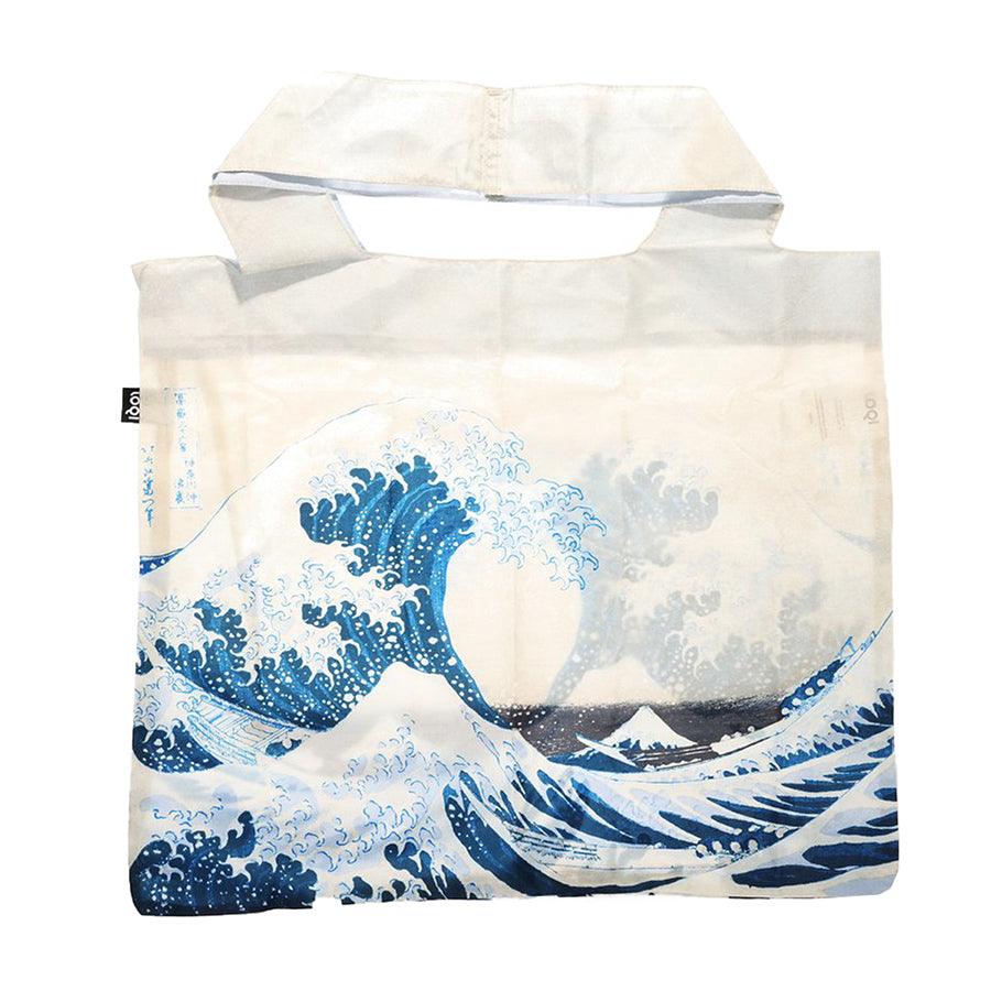LOQI Foldable Reusable Shopping Bag - The Great Wave Art Print - Lightweight & Durable Eco-Friendly Tote for Groceries, Travel & Beach