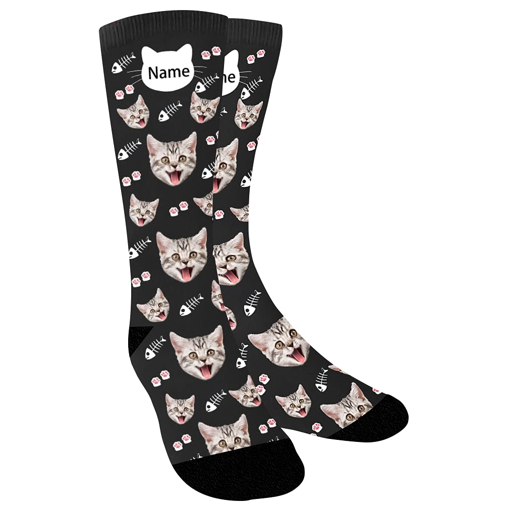 Custom Pet Face Socks with Name - Personalized Novelty Socks for Men, Women & Kids - Unique Gift Idea for Pet Lovers - Perfect for Holidays, Birthdays & Family Gatherings