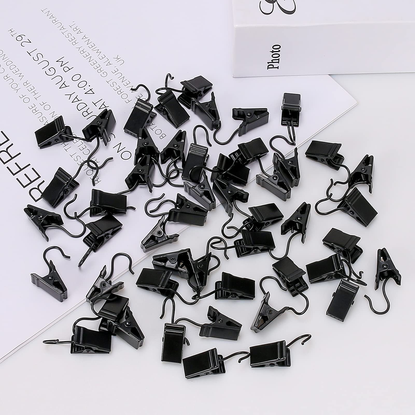 HOOSUN 50 Pack Stainless Steel S Hooks - Heavy Duty Metal Clip Hooks for Outdoor String Lights, Christmas Decorations, Curtains & Picture Hanging - Perfect for Home, Garden & Party Decor