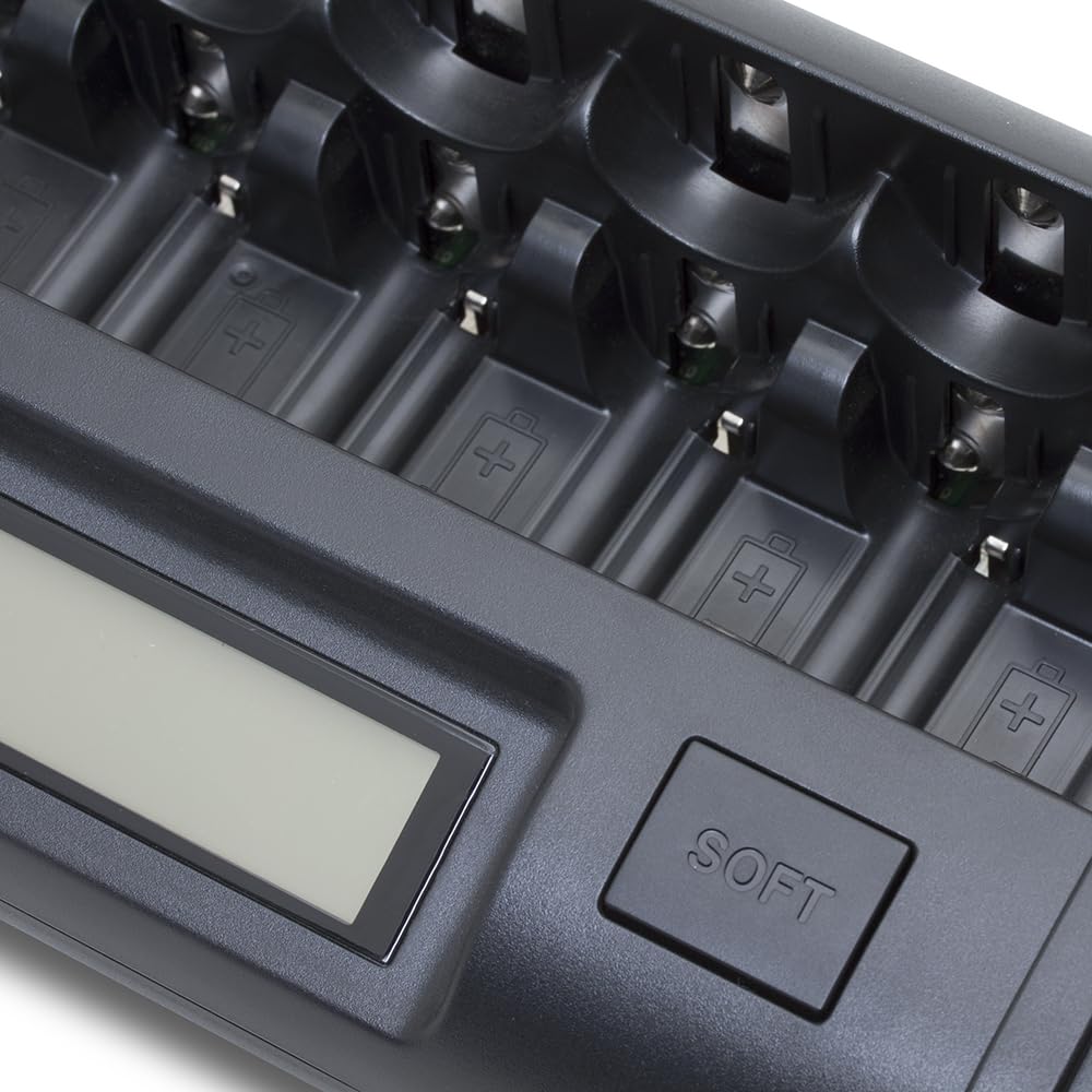 Maha PowerEx MH-C808M 8-Bay Smart Battery Charger for AA AAA C D NiMH NiCD Rechargeable Batteries - Perfect for Cameras, Toys, Flashlights & More