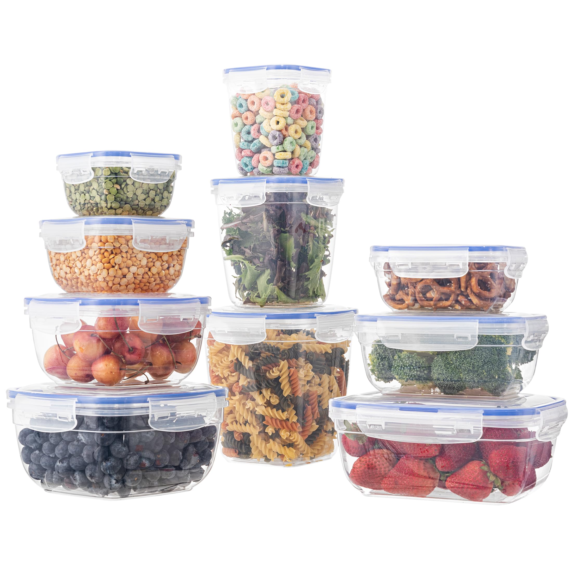 Premium BPA-Free Plastic Food Storage Container Set - 10-Piece Airtight Kitchen Organizers for Pantry, Fridge & Freezer | Microwave & Dishwasher Safe | Perfect for Meal Prep, Leftovers & Bulk Food Storage