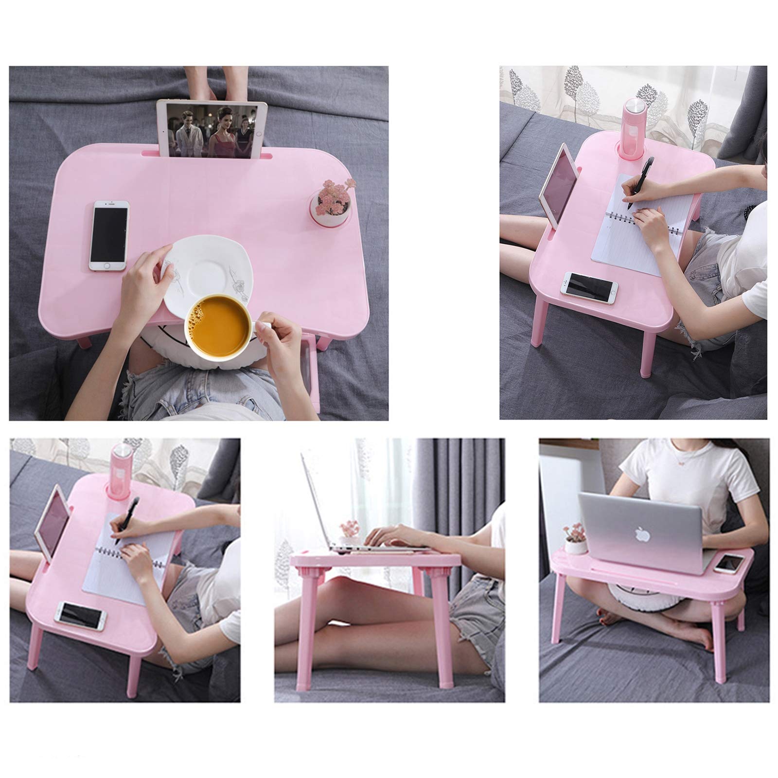 QWEASDF Portable Laptop Bed Tray - Adjustable Folding Table for Couch, Sofa & Floor Use - Breakfast Tray, Dining Table & Notebook Stand - Perfect for Dorm Rooms, Kids & Reading in Bed (4 Adjustable Heights) - Ideal for Home Office, Remote Work & Cozy Movie Nights