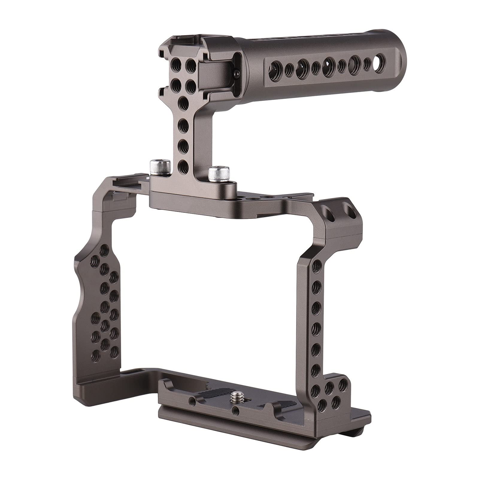 Viinice Aluminum Alloy Camera Cage - Professional Video Rig with Top Handle Grip for DSLR/Mirrorless Cameras | 360° Panoramic Phone Holder | Film Making Kit for YouTube, Vlogging & Movie Production (Black, One Size)