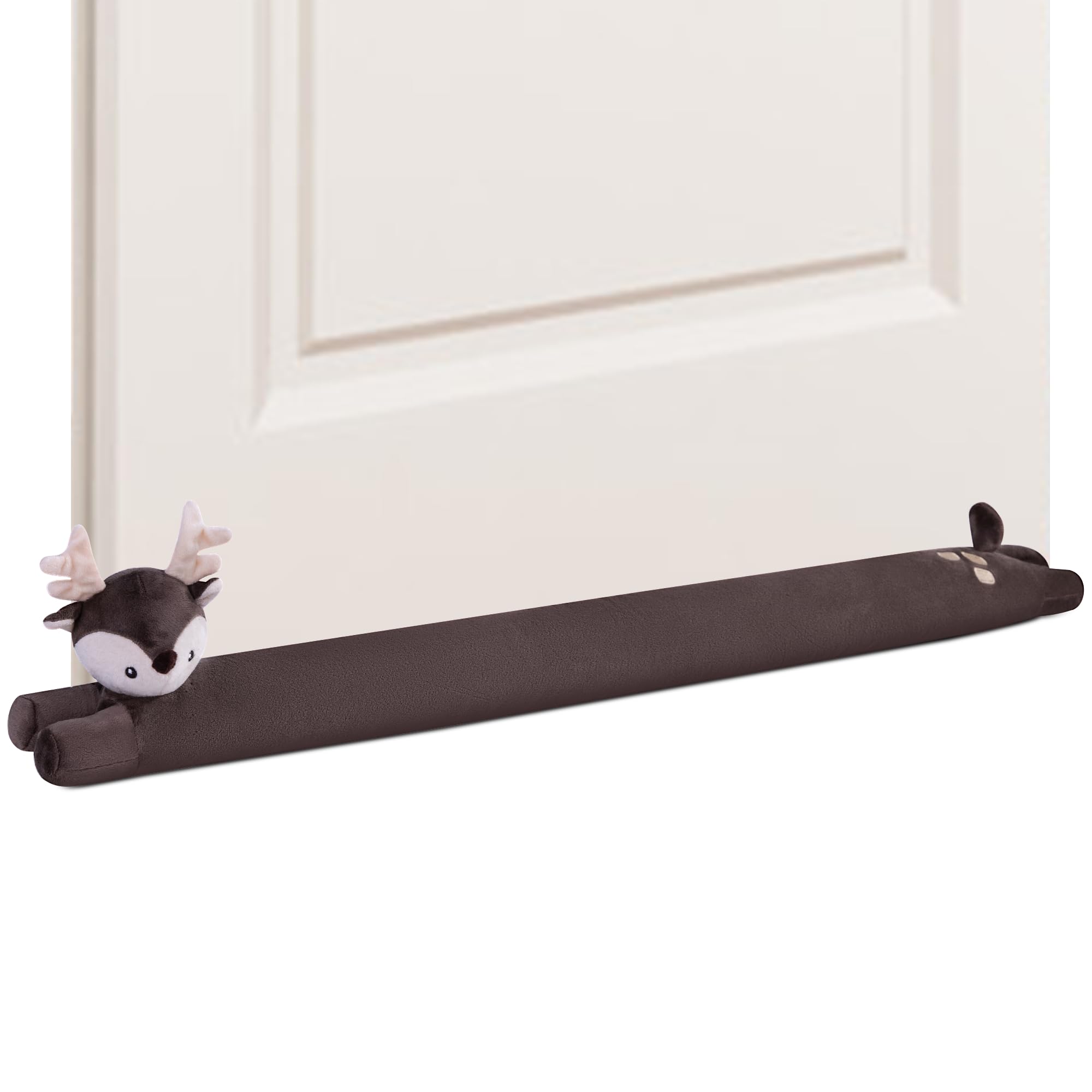 OLi 36-Inch Under Door Draft Stopper - Decorative Wind & Noise Blocker for Doors & Windows, Stuffed Reindeer Design - Perfect for Winter Insulation & Home Energy Savings