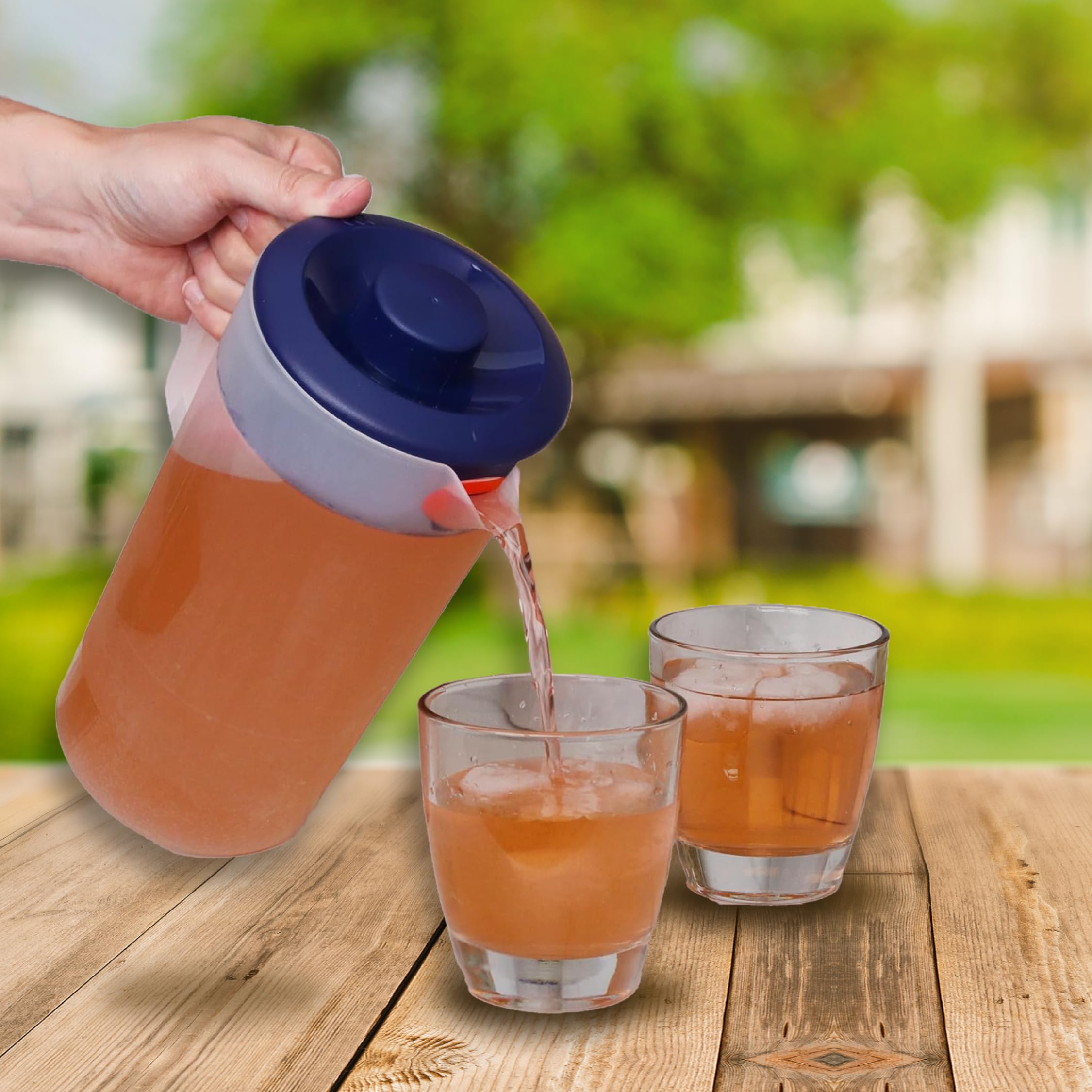 Half Gallon Water Pitcher with Lid - 64oz BPA Free Plastic Pitcher for Juice & Beverages - Freezer & Dishwasher Safe - Perfect for Refrigerator, Kitchen, Office & Outdoor Use