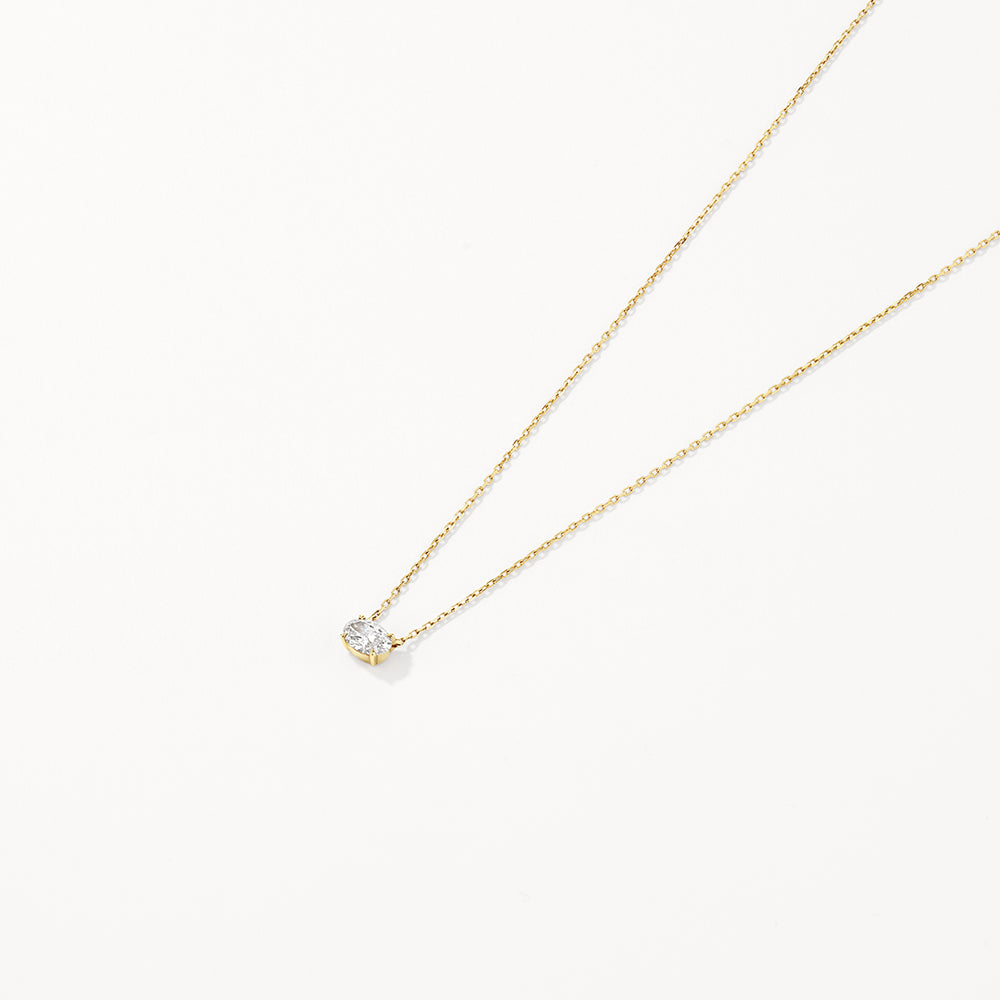 0.20ct Lab Grown Diamond Oval Pendant Necklace in 10k Gold - Elegant Jewelry Gift for Women, Perfect for Anniversary, Birthday & Special Occasions