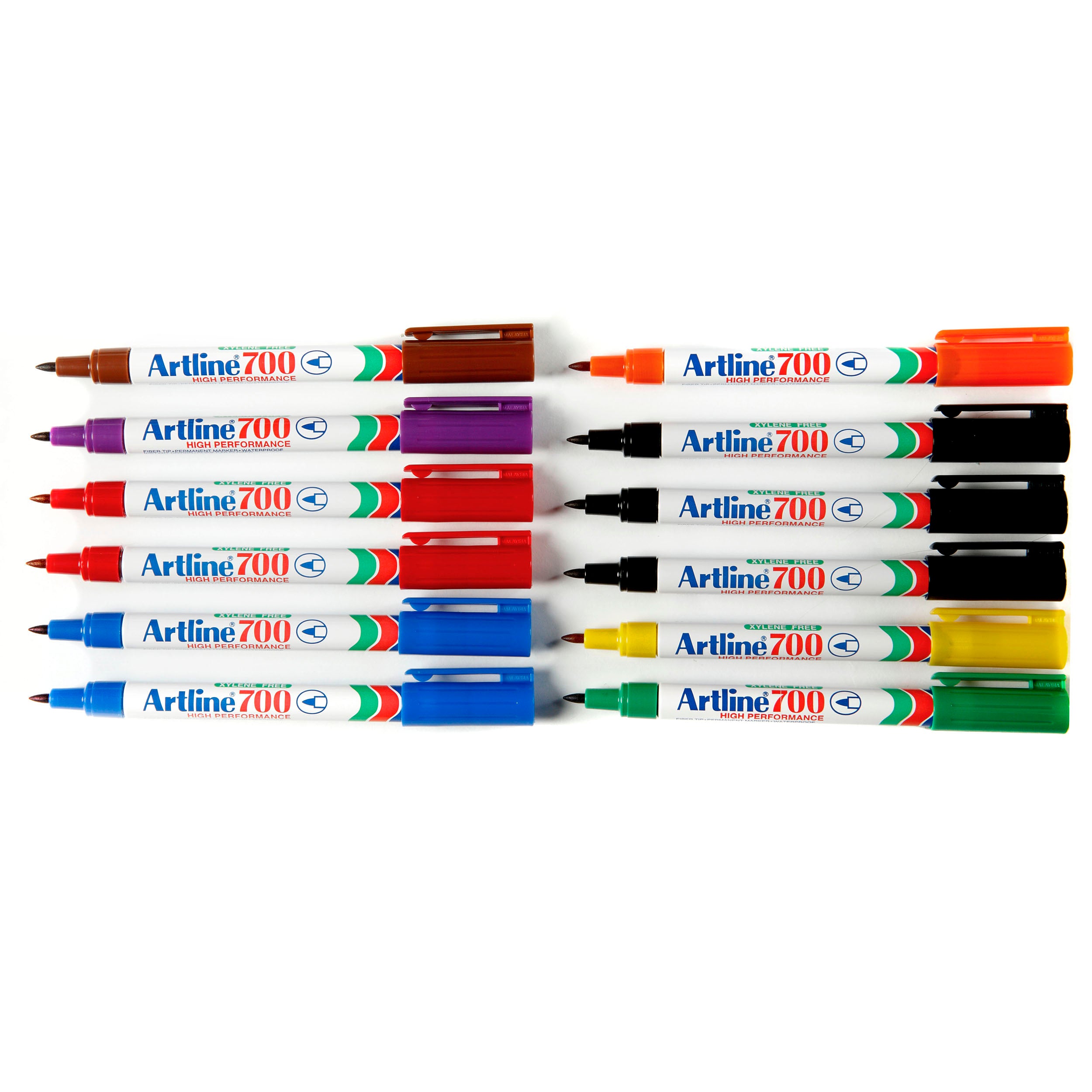 Artline 700 Permanent Markers - Fine Tip (0.7mm) - Assorted 12 Colors Pack - Ideal for Office, School & Home Use - Waterproof & Fade-Resistant Ink