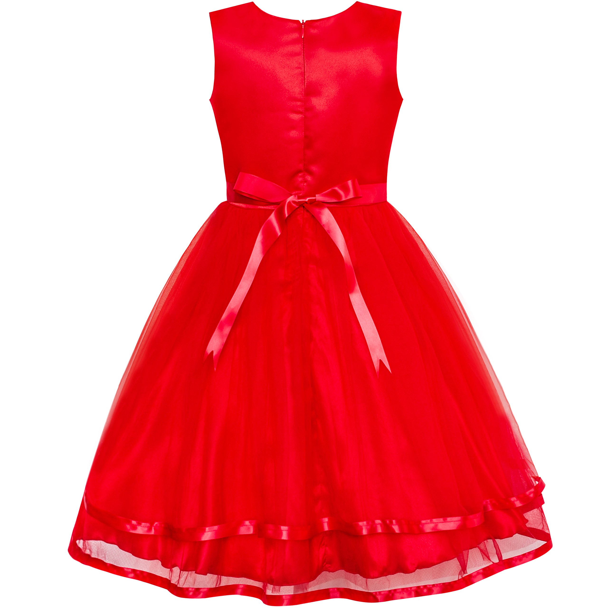 Sunny Fashion Flower Girls Dress with Blue Belt - Wedding Party Bridesmaid Dress Size 4-12 - Perfect for Flower Girls in Weddings, Bridal Showers & Special Occasions