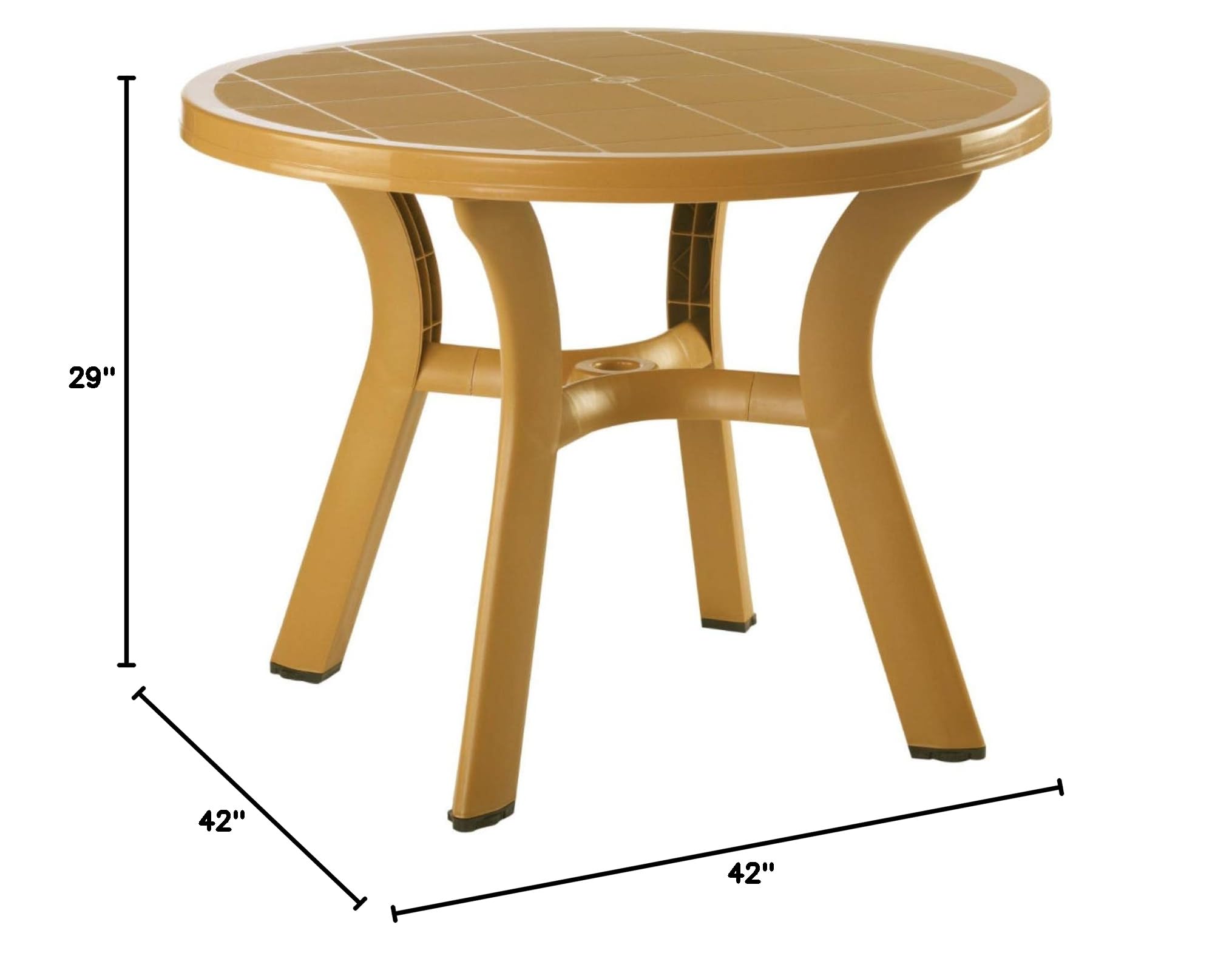 Truva 42 Inch Round Resin Dining Table - Teak Brown Finish (29