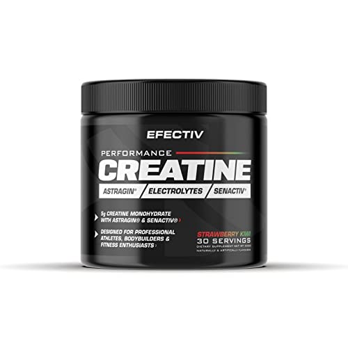 Efectiv Nutrition Performance Creatine 300g - Strawberry & Kiwi Flavor for Muscle Growth & Recovery - Perfect for Pre/Post Workout & Athletic Performance