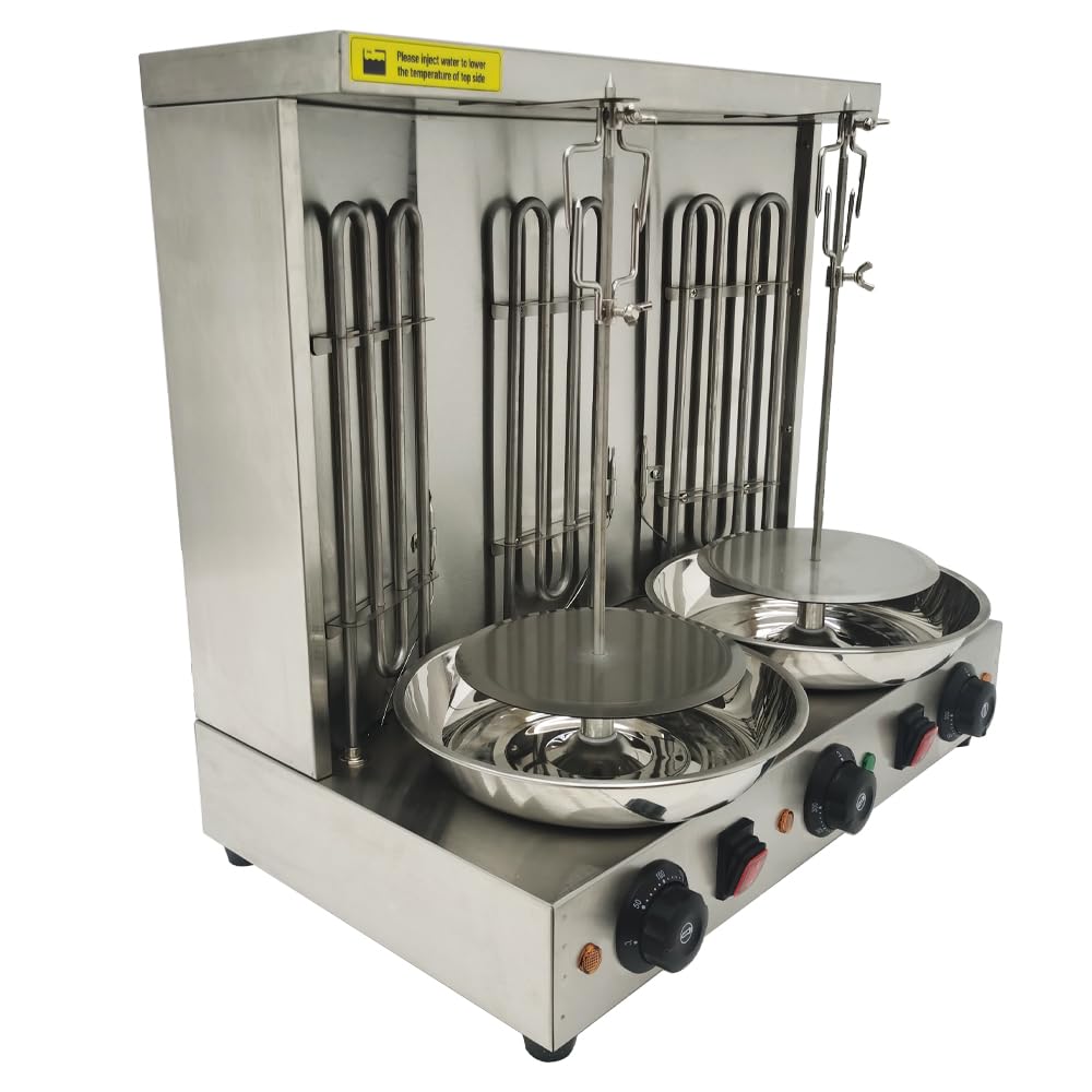 110V 3.6KW Commercial Electric Shawarma Machine with 3 Burners - Vertical Kebab Grill for Gyro, Turkish BBQ & Doner - Perfect for Restaurants, Food Trucks & Catering Events