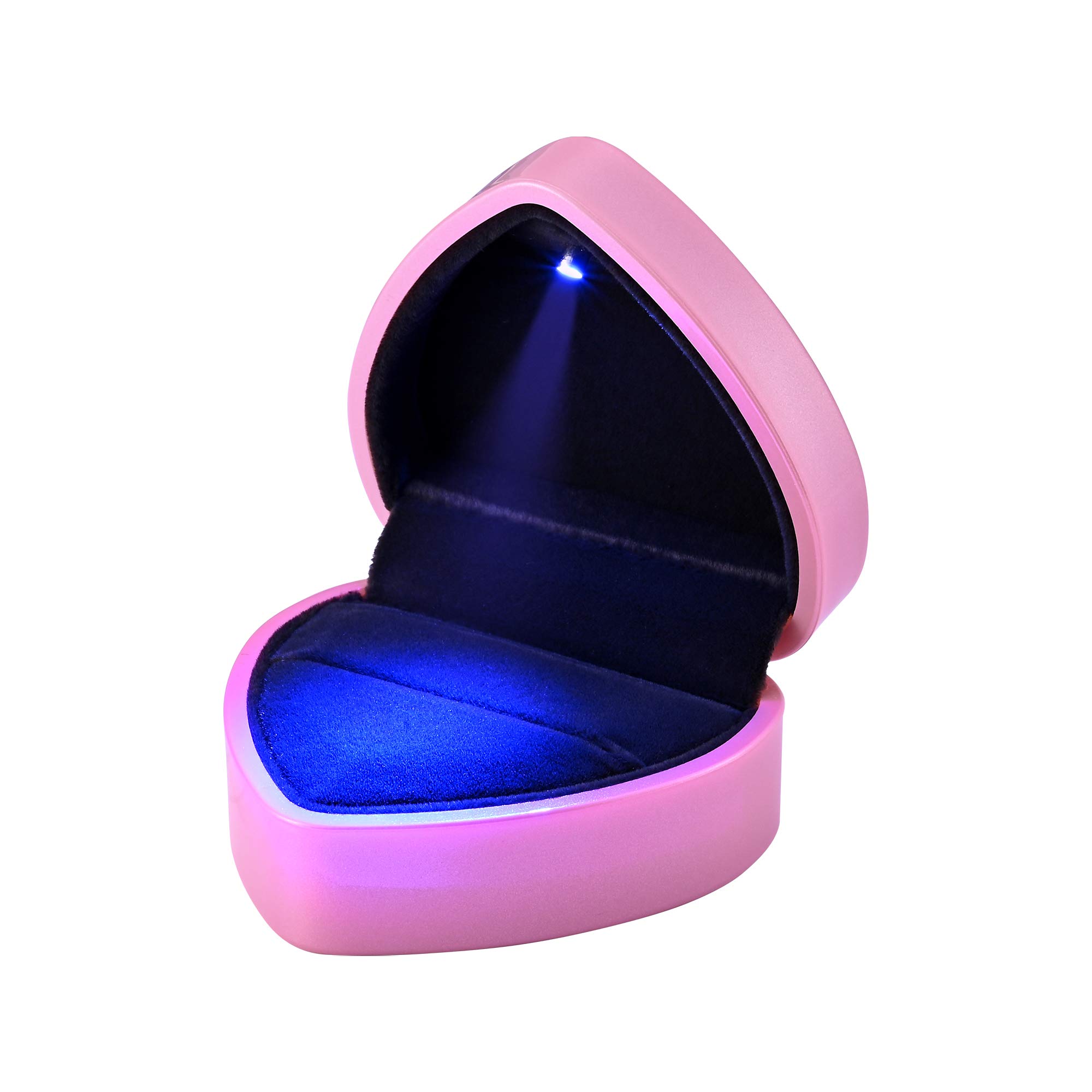 Heart Shape LED Ring Box - Pink Jewelry Proposal Case for Wedding & Engagement