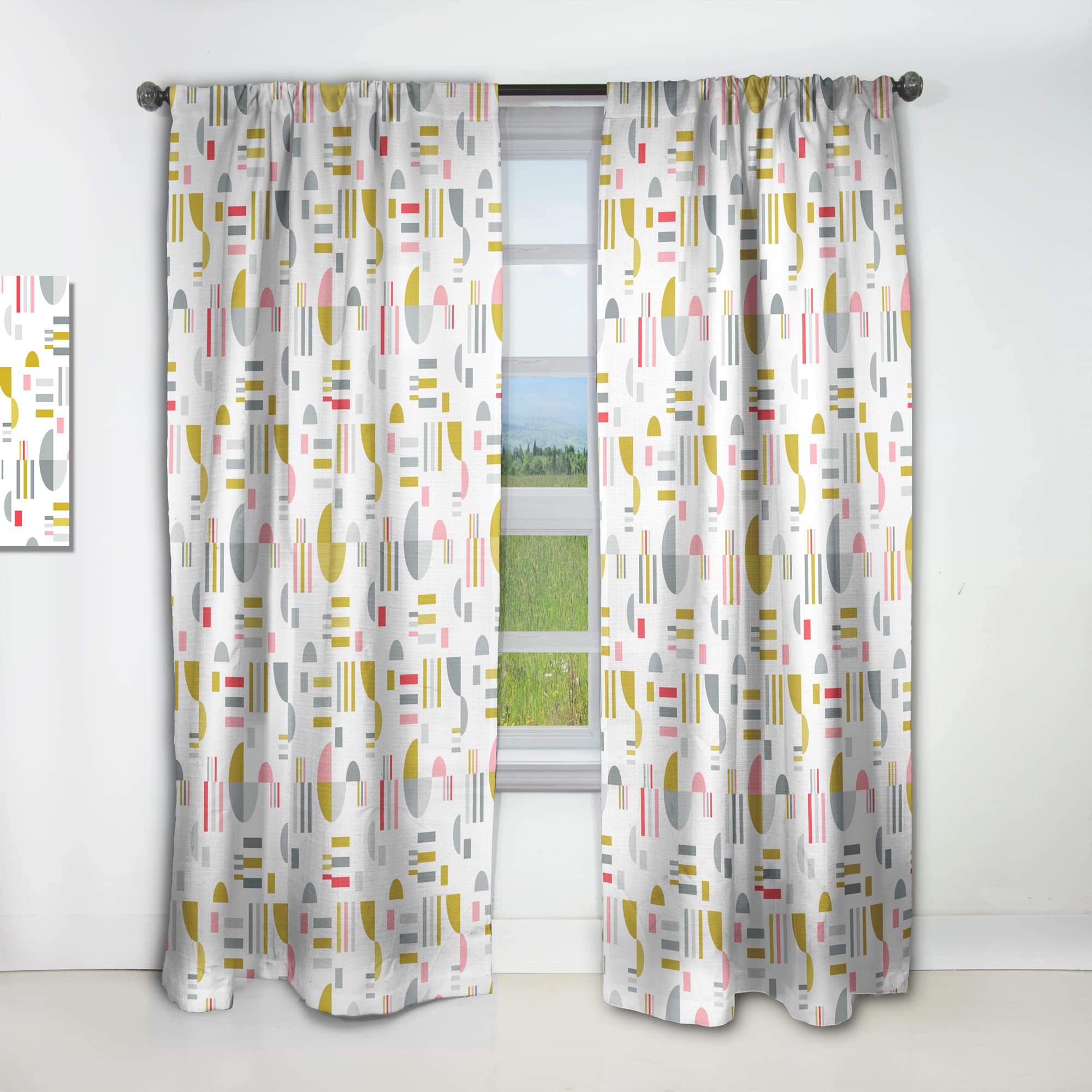 DesignQ Retro Abstract XVI Thermal Insulated Curtain Panel - 52x84 Inches - Blackout Drapes for Bedroom & Living Room - Modern Home Decor for Windows, Apartments, and Office Spaces