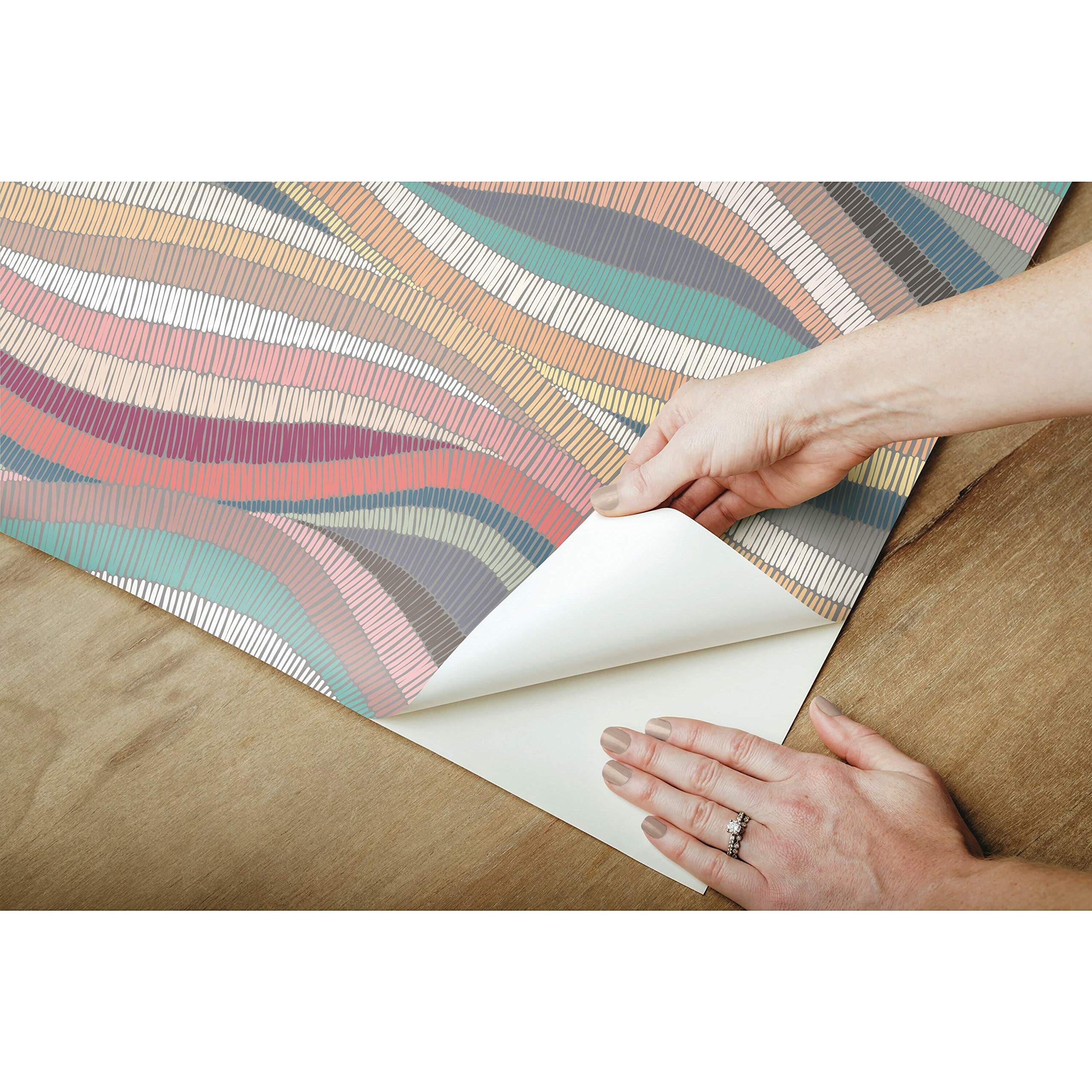 RoomMates Mosaic Waves Peel and Stick Wallpaper - Self-Adhesive Removable Wall Decal for Bedroom, Living Room, Nursery & Office Decor