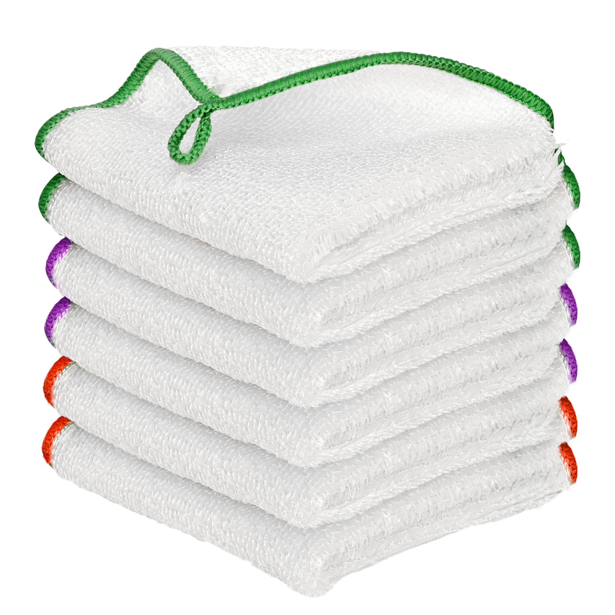 Premium 10x10 Inch Super Absorbent Dish Wash Cloths - 6 Pack White Terry Kitchen Towels | Fast Drying, Soft & Durable Cleaning Rags for Dishes, Countertops & Household Chores