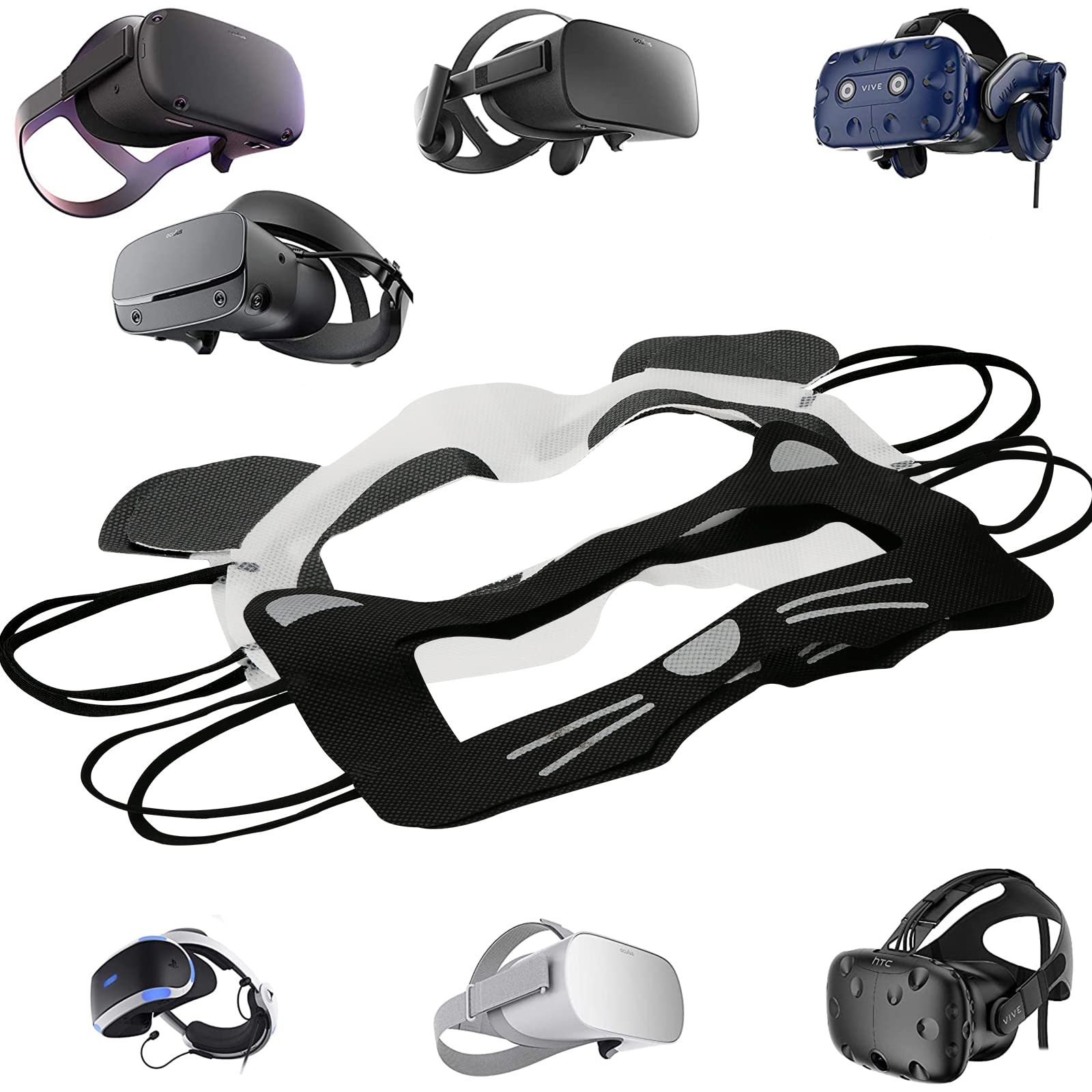 GEEKRIA 50PCS Disposable VR Face Mask Covers - Universal VR Headset Accessories for Oculus Quest 2, Meta Quest 3, HTC Vive - Cute Panda & Black Cat Design - Hygienic Eye Protection for VR Gaming & Movie Watching