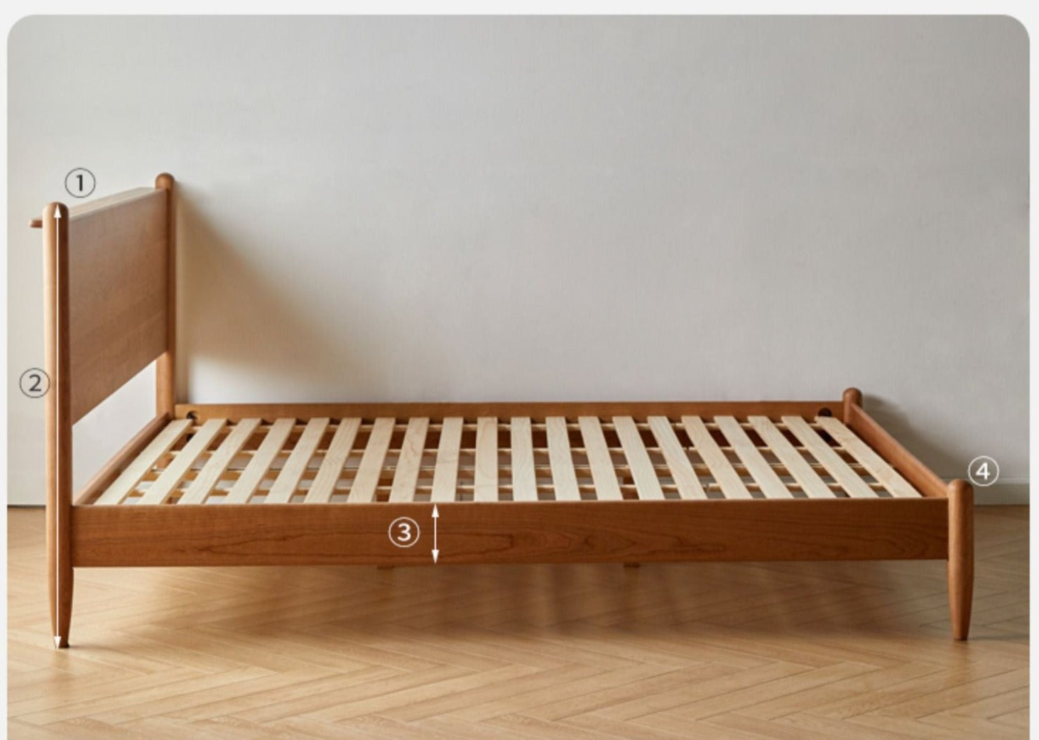 Solid Oak, Black Walnut & Cherry Wood Bed Frame - Handcrafted Queen Size Wooden Bed with Sturdy Slat Support - Perfect for Master Bedroom, Guest Room or Rustic Cabin Decor