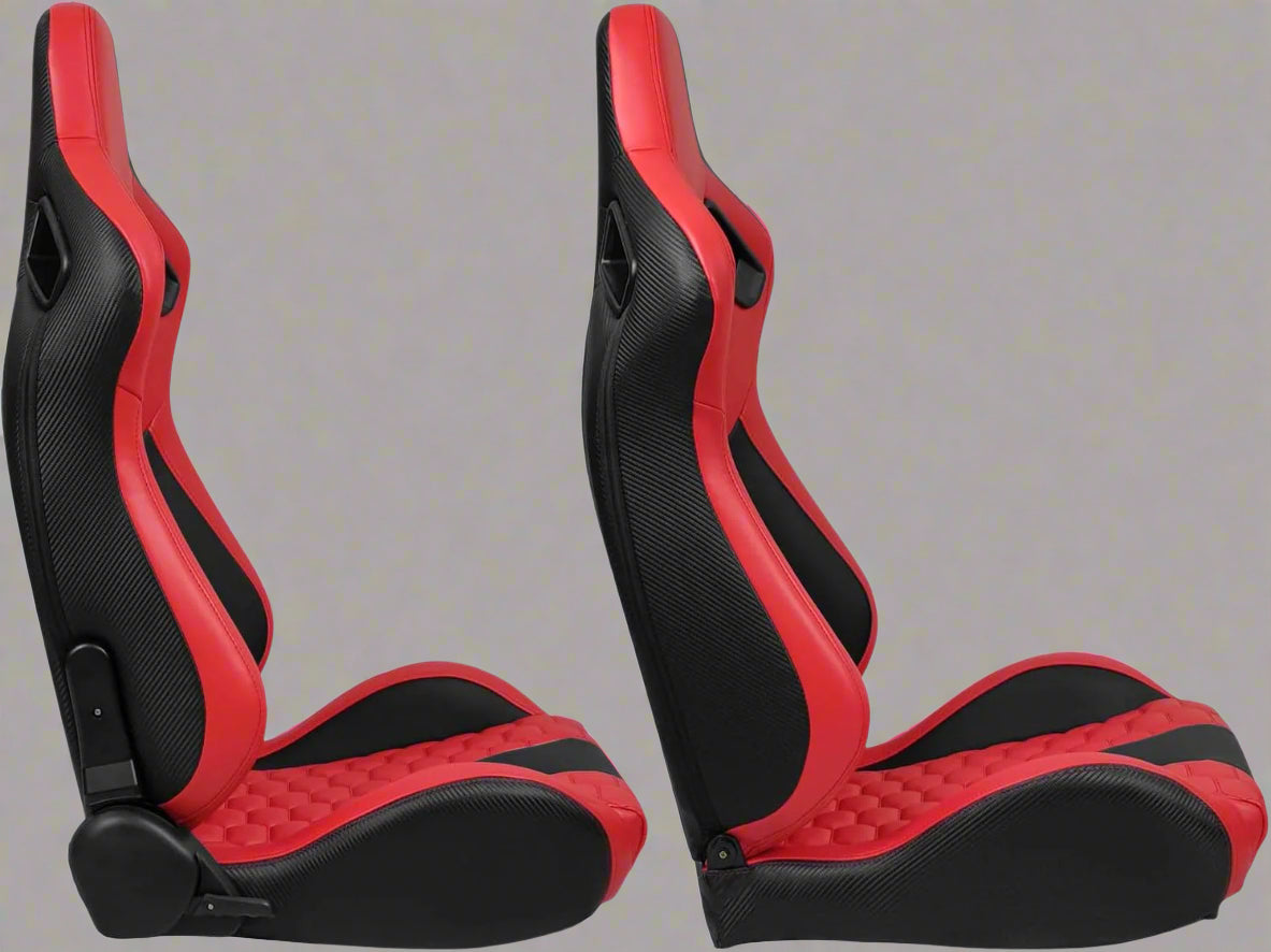 2PCS Universal Adjustable Racing Seats - PVC Leather Bucket Style for Cars & Trucks | High-Performance Sports Car & Off-Road Vehicle Seats | Perfect for Racing, Drifting & Daily Driving