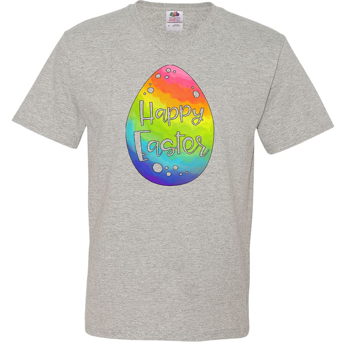 Inktastic Happy Easter Rainbow Easter Egg Men's V-Neck T-Shirt - Fun Holiday Gift for Easter Celebrations & Spring Festivities