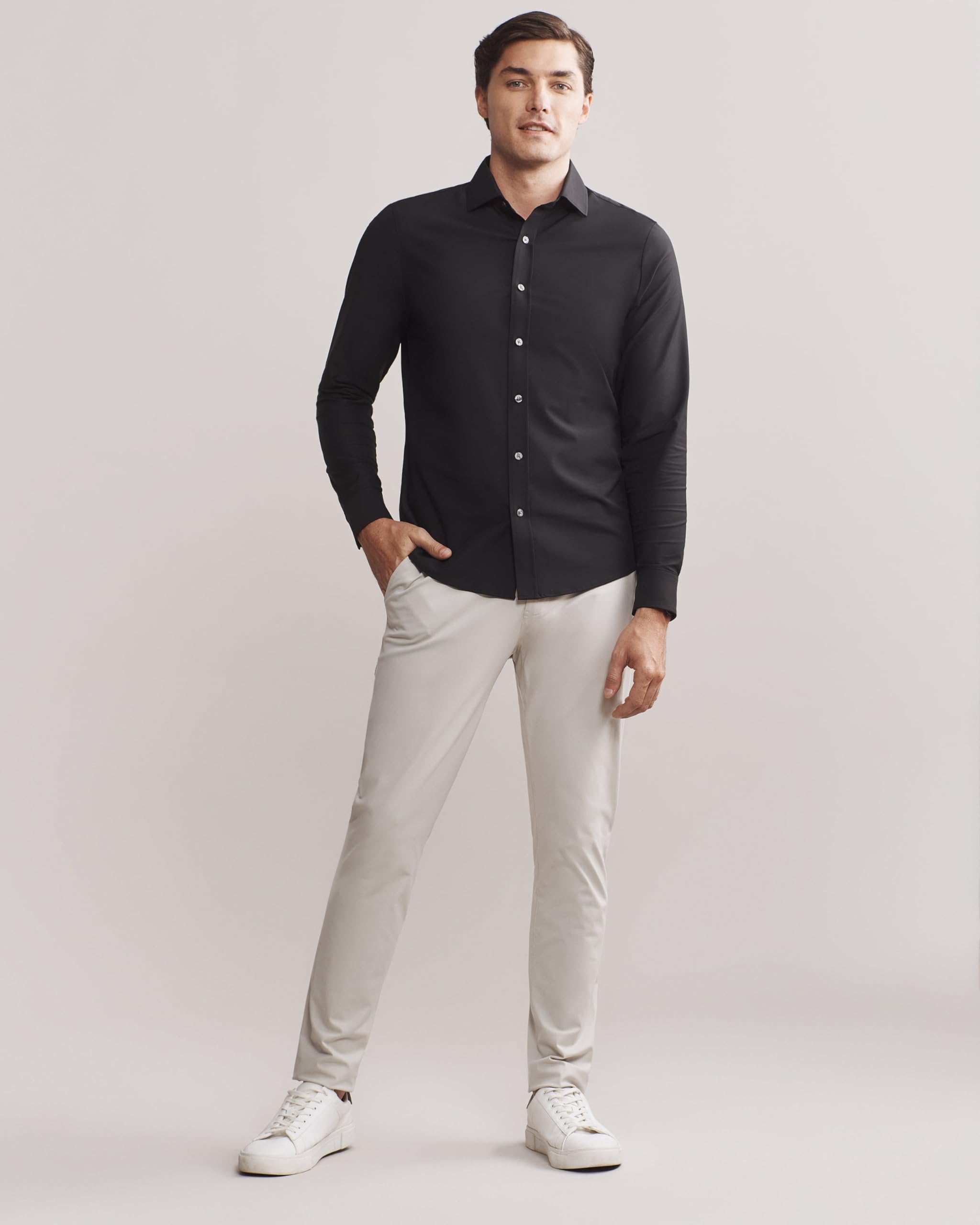 Rhone Men's Commuter Performance Dress Shirt - Wrinkle Resistant & Machine Washable Classic Fit Button Down for Business Casual & Office Wear