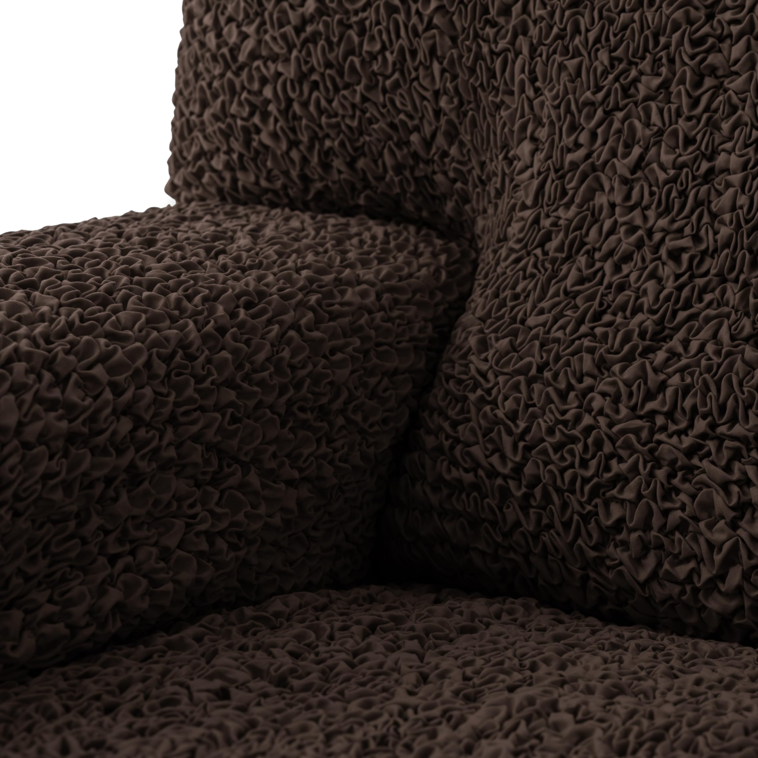Chaise Lounge Cover - Soft Polyester Stretch Slipcover for Sofa & Chair - 1-Piece Form Fit Furniture Protector - Microfiber Collection in Dark Brown - Perfect for Living Room, Patio, and Outdoor Furniture Protection