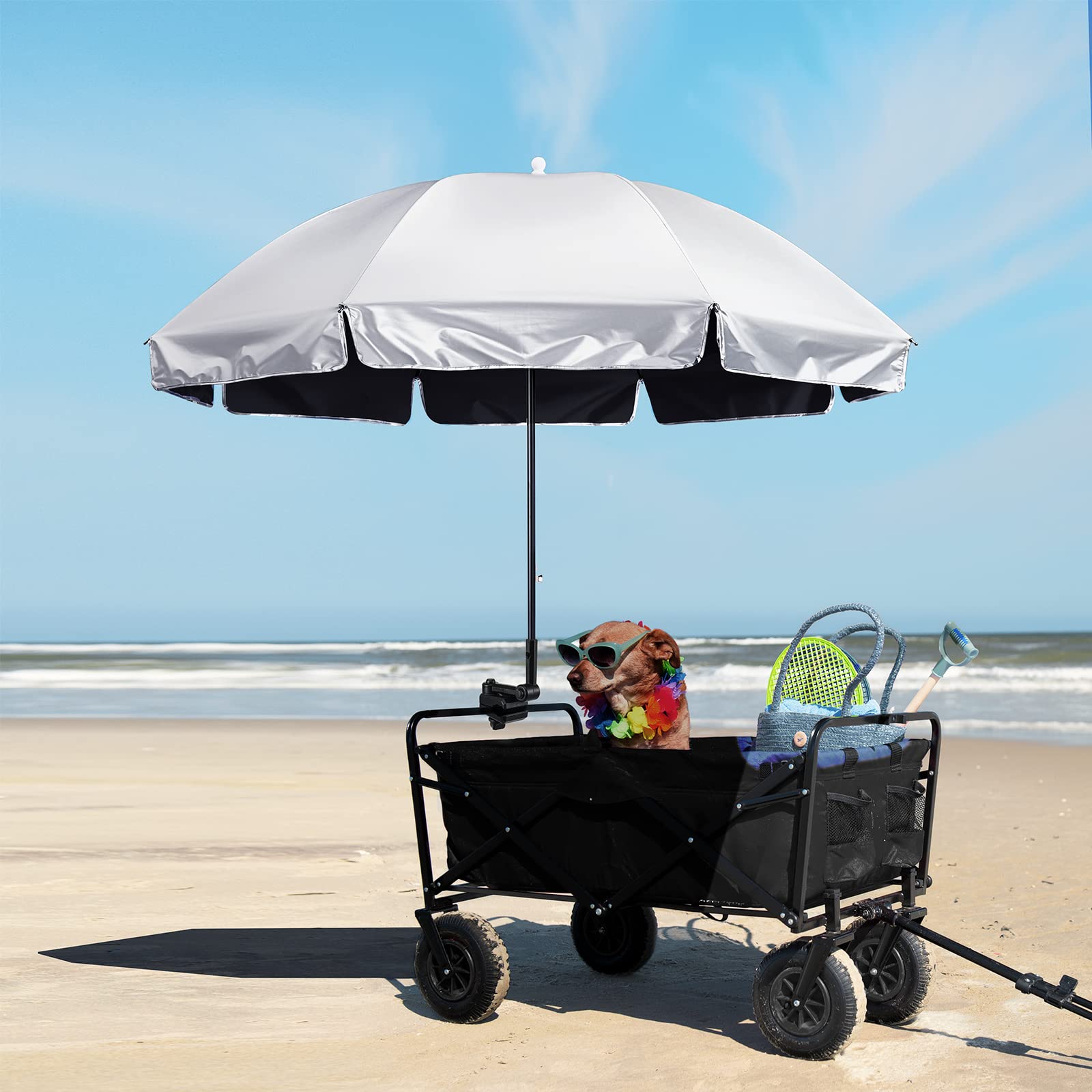 G4Free UPF 50+ Universal Adjustable Clamp-On Sun Umbrella for Outdoor UV Protection - Fits Strollers, Wheelchairs, Patio Chairs & Golf Carts - Perfect for Beach, Picnic, Camping & Golfing