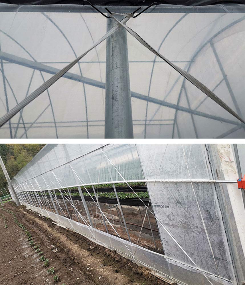 984 ft Wind Straps for Greenhouse - Heavy Duty Plastic Hold Down Straps, Weather-Resistant Greenhouse Cover Ties, Woven Cord Strapping for Securing Tarps & Plastic Film | Perfect for Garden Greenhouses, Hoop Houses & Plant Protection