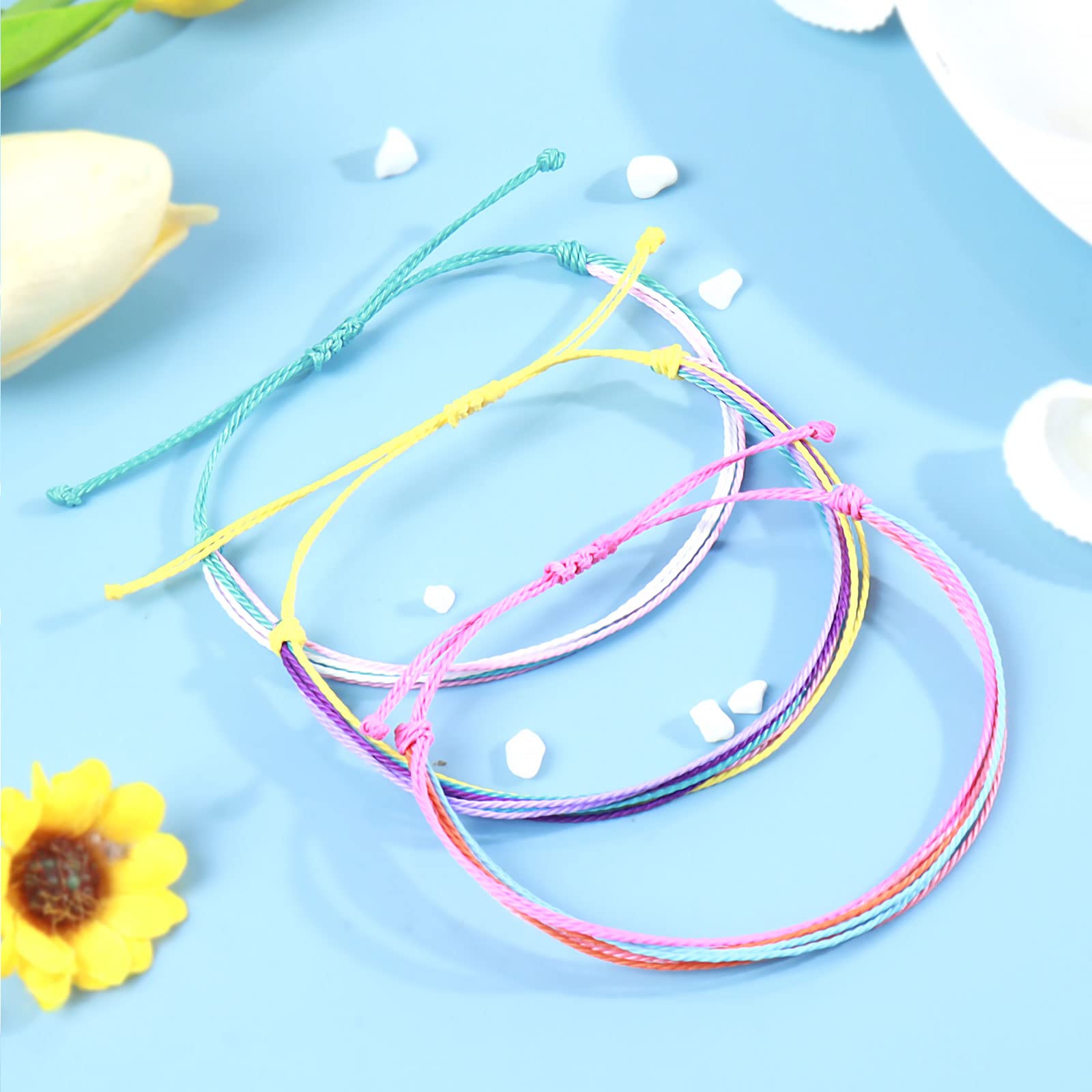 Trendy Adjustable Handmade Braided Friendship Bracelets for Women - Cute String & Ankle Bracelets Set, Surfer Beach Wave Style - Perfect Gifts for Stocking Stuffers, Best for Beach Parties, Music Festivals & Summer Outfits