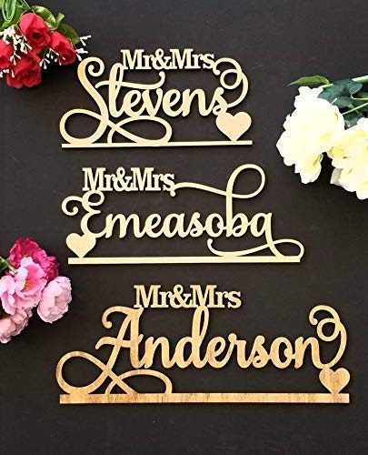 Personalized Mr and Mrs Sign with Last Name - Custom Wedding Sweetheart Table Decor - Elegant SAM Font - Perfect for Wedding Reception, Anniversary, or Romantic Home Decor