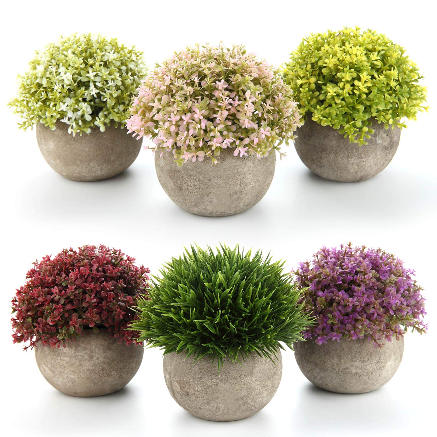 T4U Artificial Succulent Plants Potted - Mini Fake Colorful Lifelike Flowers in Small Pots for Home, Office, Wedding Decor (Pack of 6) - Perfect for Desk Decor, Centerpieces, and Indoor Greenery