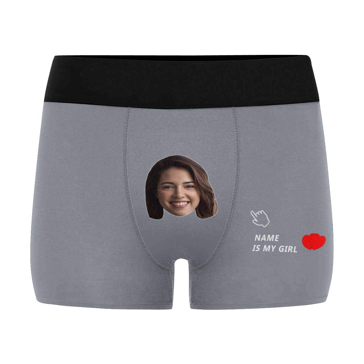 Custom Printed Boxer Briefs with Wife's Face & Name - Personalized Men's Underwear Gift for Husband - Perfect for Anniversaries, Valentine's Day & Romantic Surprises