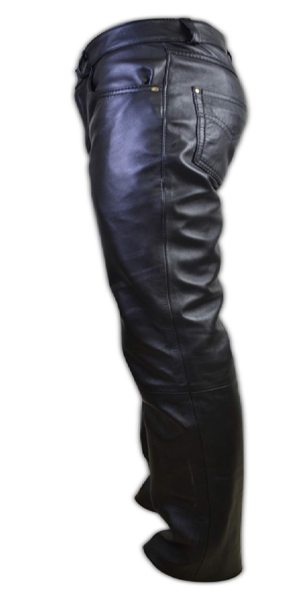 Men's Black Leather Pants with 5 Pockets & Zipper - Motorcycle Riding Jeans for Bikers & Fashion Enthusiasts | Perfect for Riding, Night Out & Street Style