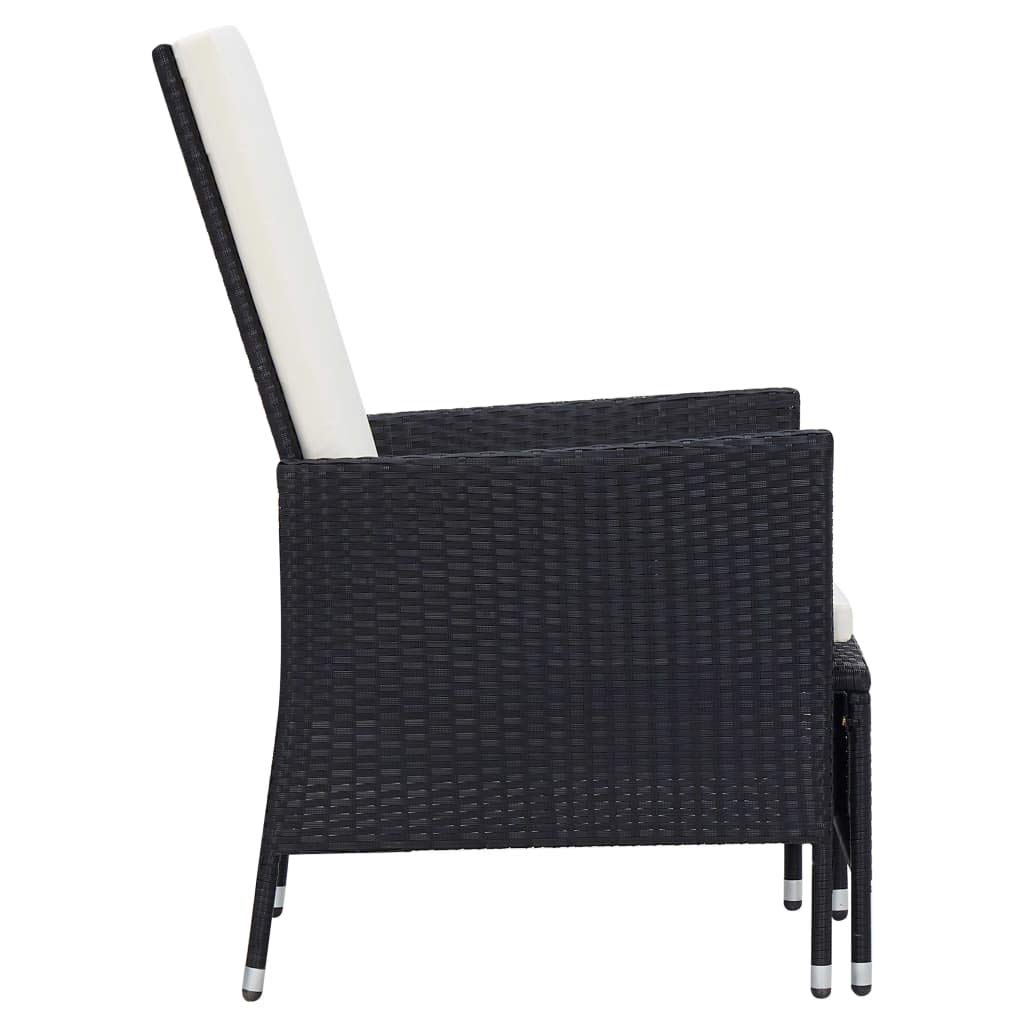 vidaXL 2-Piece Black Poly Rattan Patio Lounge Set with Cushions - Outdoor Armchair & Tea Table Furniture for Garden, Poolside, and Backyard Relaxation