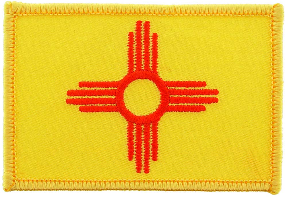 New Mexico State Flag Embroidered Iron-On Patch - Durable Rectangle Sew-On or Iron-On Applique for Jackets, Hats, Bags & DIY Crafts