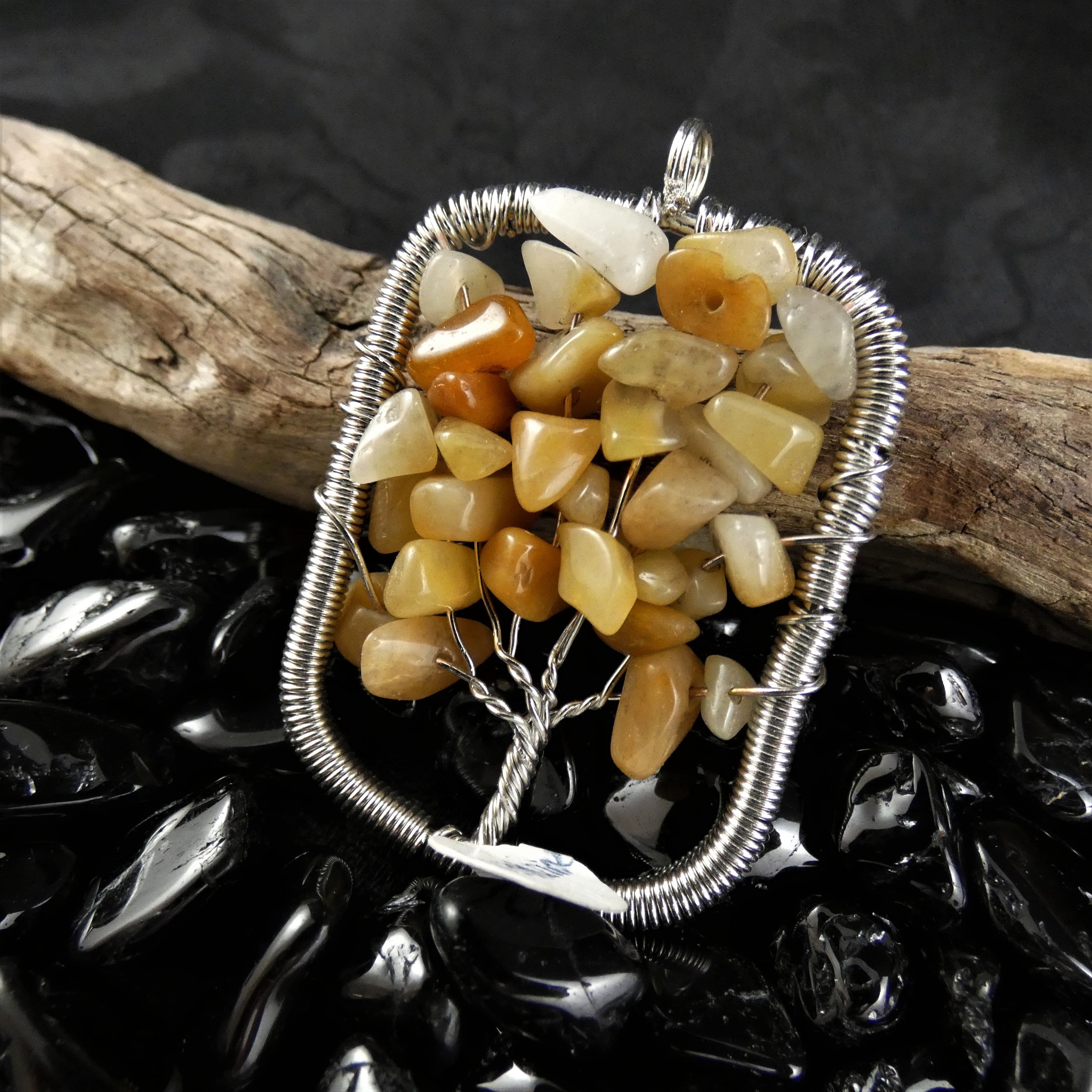 Natural Aventurine Tree of Life Pendant Necklace - Healing Crystal Jewelry for Women - Perfect for Meditation, Yoga & Spiritual Gifts