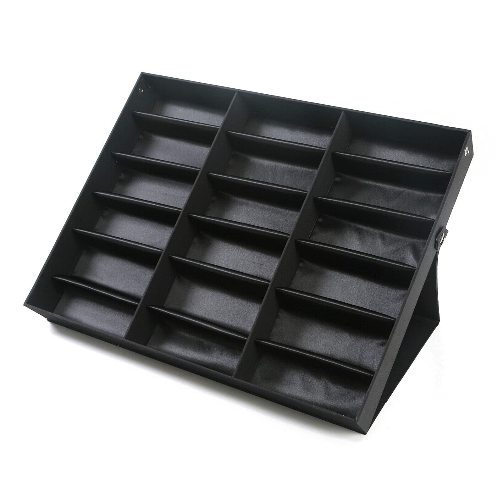 Futchoy 18-Slot Sunglasses Organizer Stand - Eyewear, Watches & Jewelry Storage Display Case with Stand Function - Perfect for Home, Office & Travel - Black