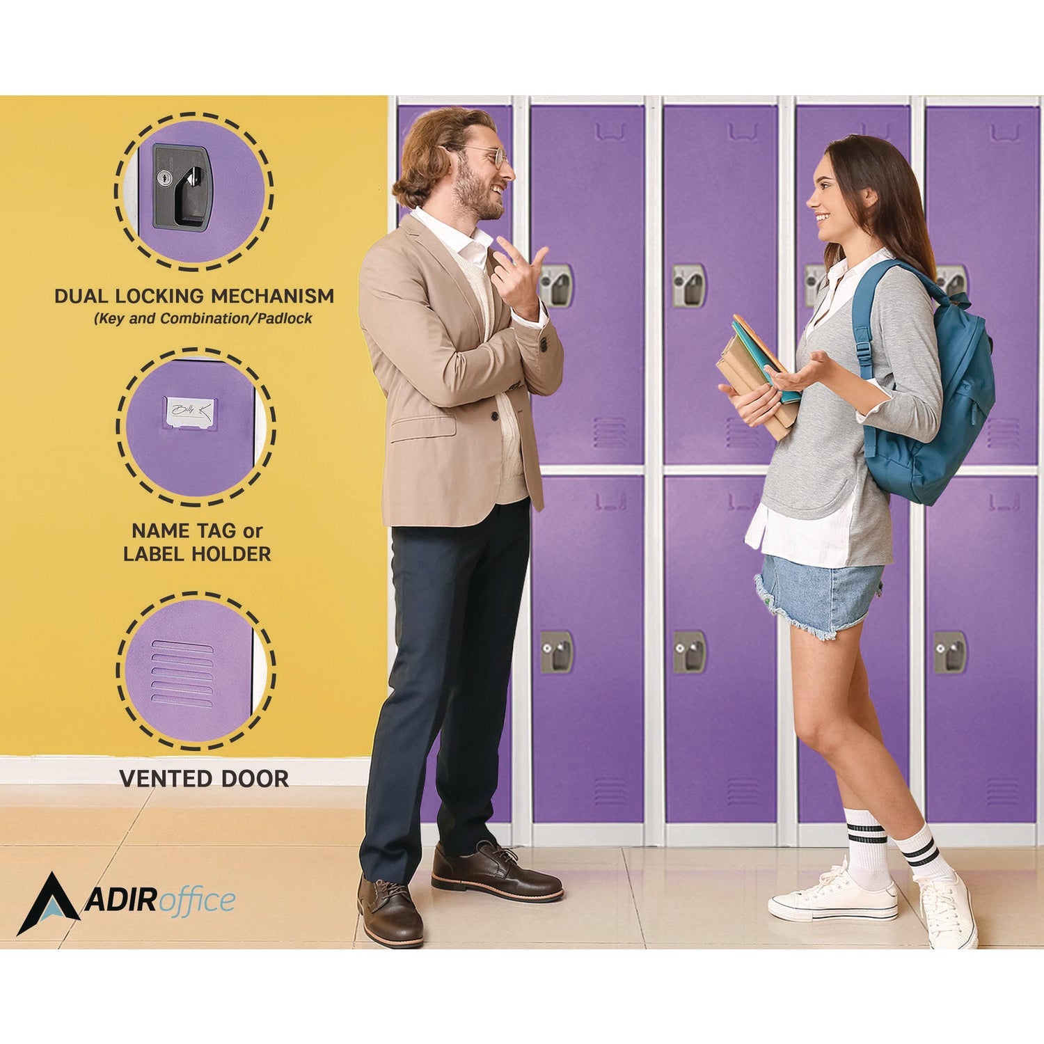 AdirOffice 2-Compartment Steel Storage Locker - 12