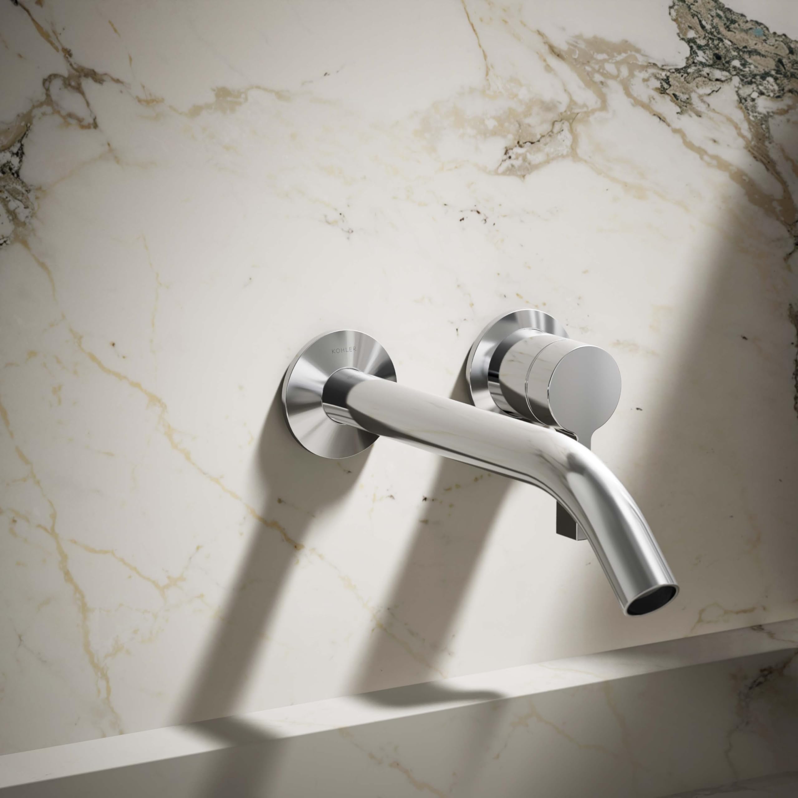 KOHLER Wall-Mount Bathroom Sink Faucet Handle - Modern Single Hole Bath Faucet with Lever Handle for Powder Room, Guest Bath & Small Spaces