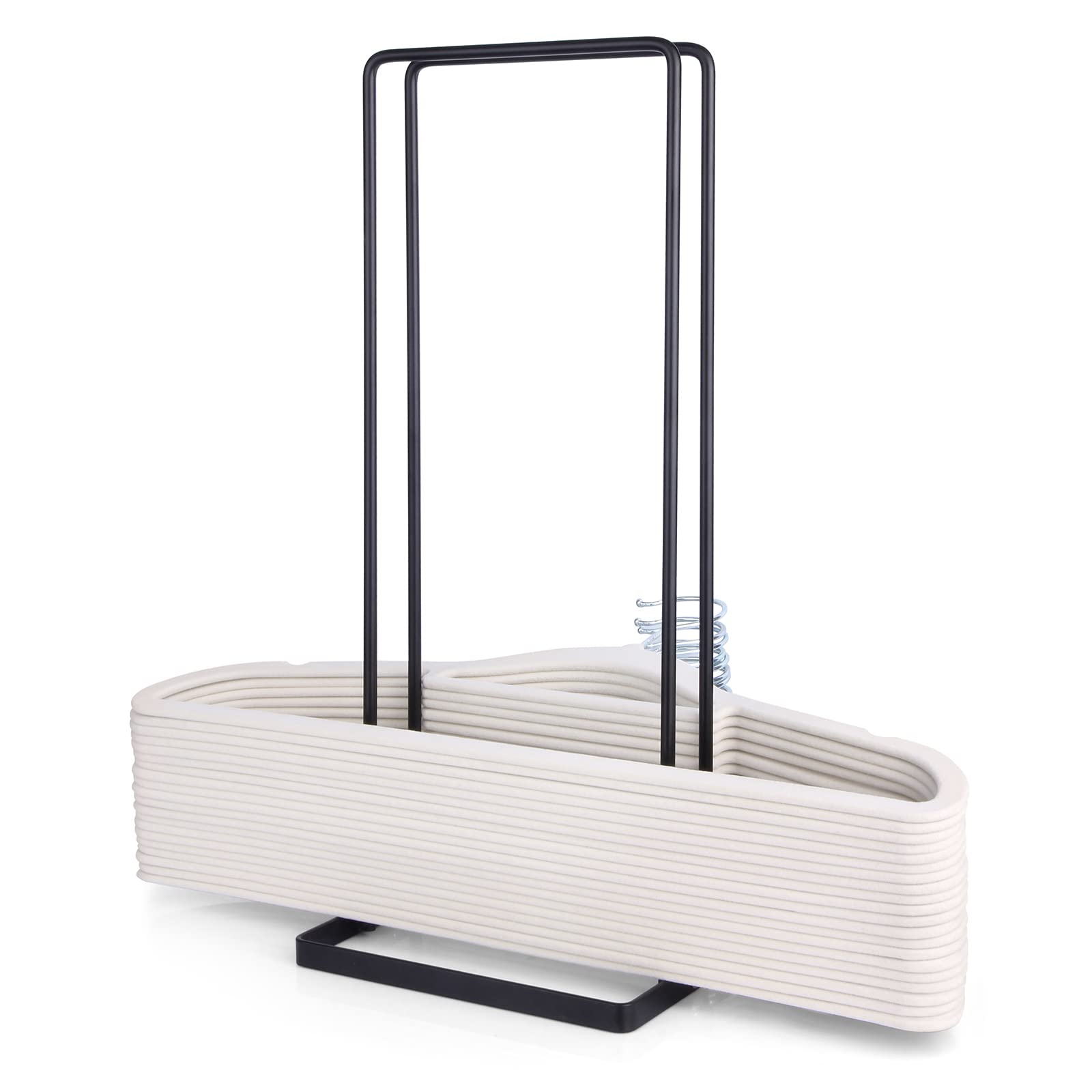 Velvet Hanger Organizer Stacker - Space Saving Closet Storage Rack Holds 58 Hangers for Adults & Kids - Portable Hanger Holder for Laundry Room & Bedroom - Keep Your Clothes Neat & Tidy - Perfect for Small Spaces & Home Organization