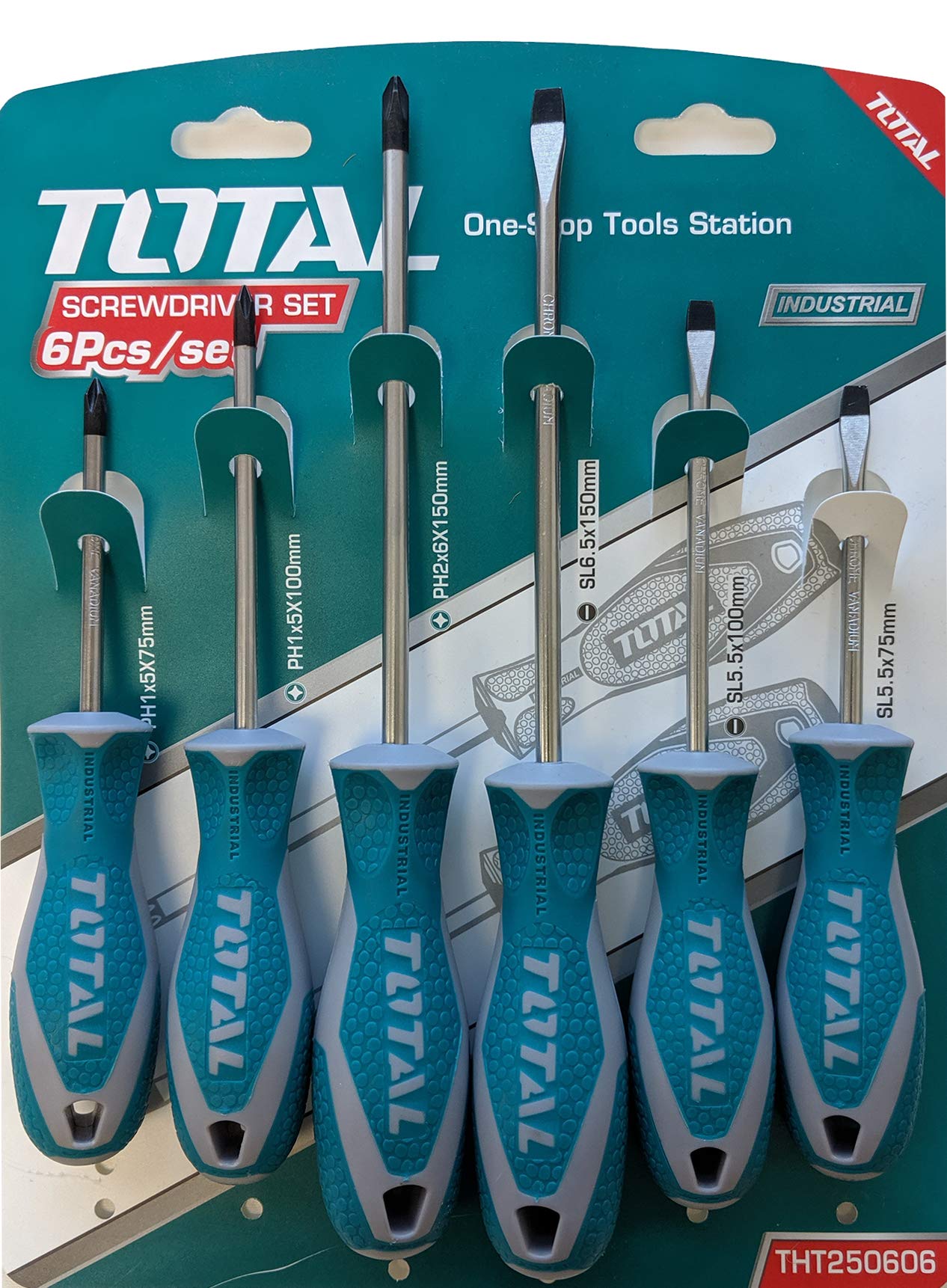 6-Piece Magnetic Screwdriver Set - Professional Phillips & Slotted Screwdrivers with Comfort Grip for Home Repair, Automotive & DIY Projects | Total Tools Commercial Grade
