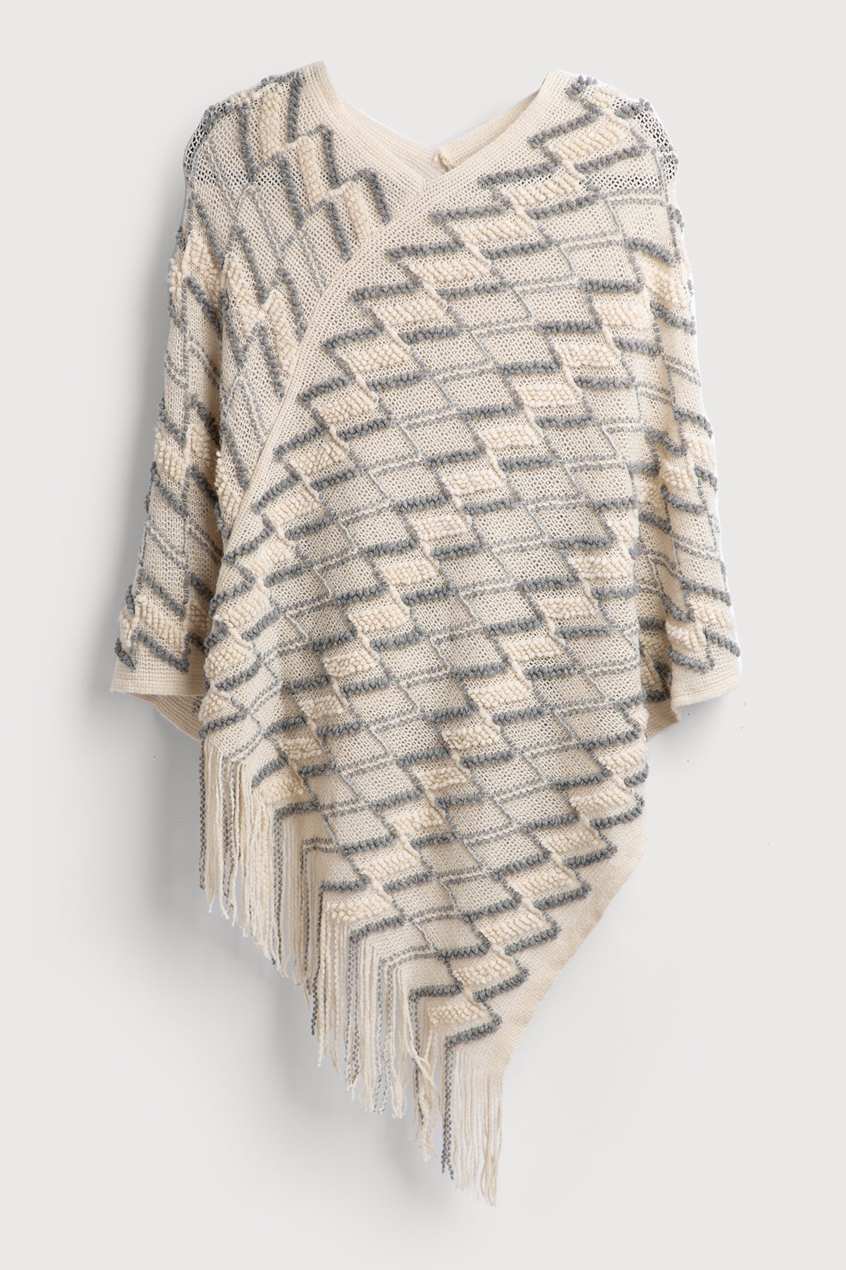 Bohemian Fringe Poncho for Women - Lightweight Cotton Knit Shawl Wrap - Perfect for Beach, Festival & Boho Fashion
