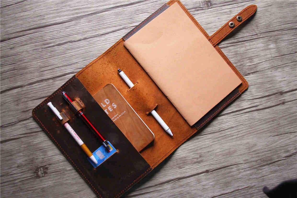 Premium Custom Leather Notebook Holder - Personalized A5 A6 Journal Cover - Perfect for Office, Travel & Gifts