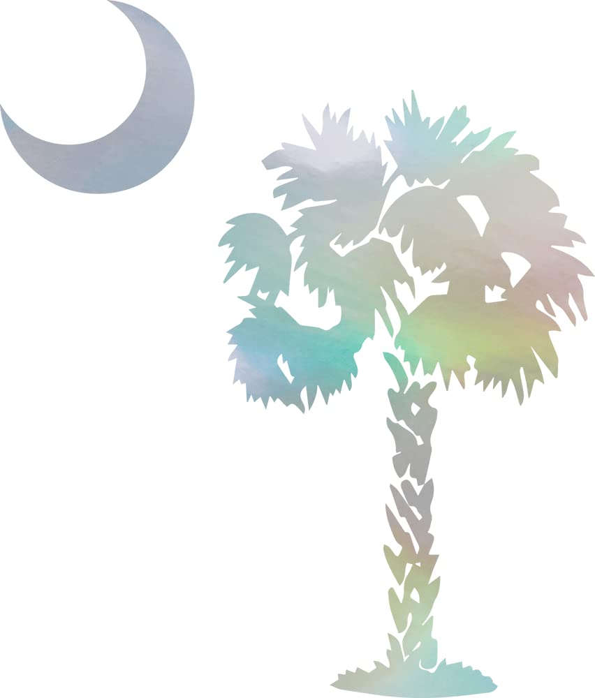 Premium Waterproof Vinyl Decal Stickers - Palmetto Tree Moon Hologram (Set of 2) for Laptop, Phone, Helmet, Car Window, Bumper, Mug, Cup, Door & Wall Decor | Perfect for Home, Office, Vehicle & Gift Giving
