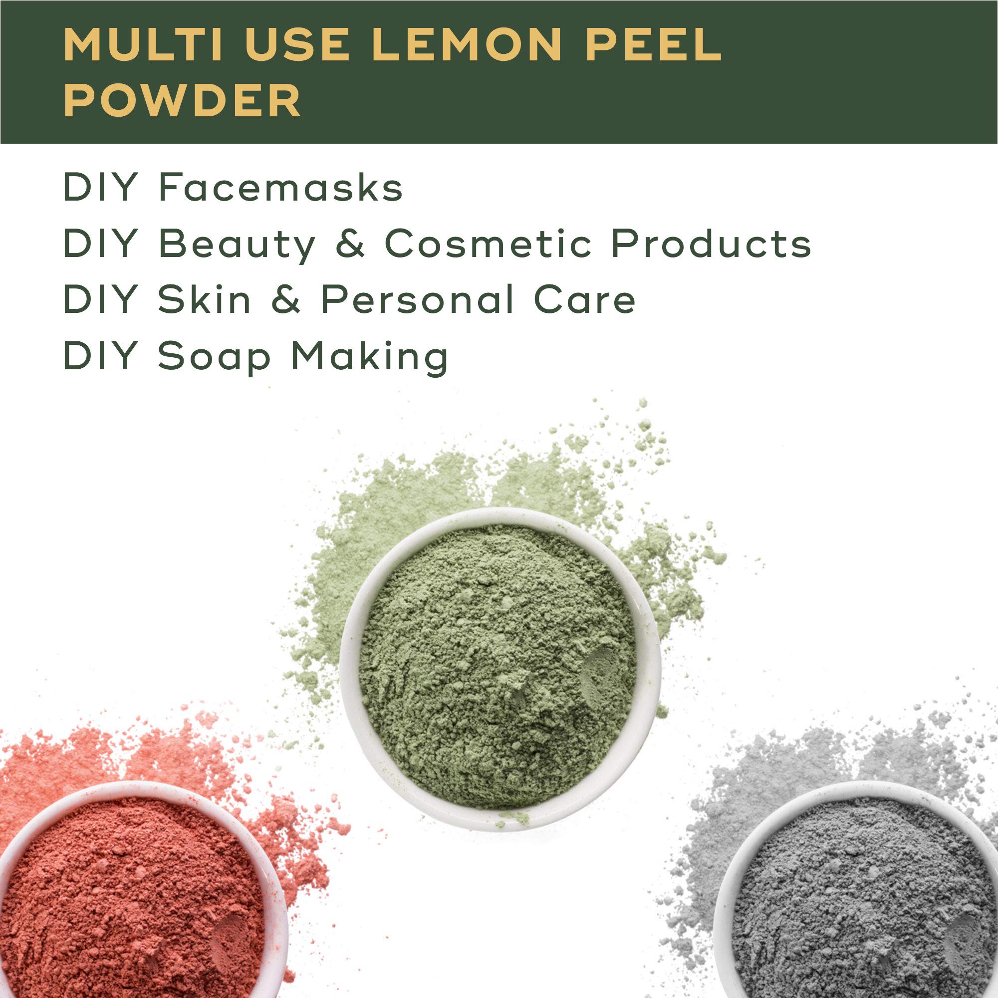 BRM Herbals Lemon Peel Powder - 200g | Natural Exfoliant for DIY Face Mask, Body Scrub, Homemade Soap | Brightens Skin & Reduces Acne | Perfect for Beauty, Hair Care & Cosmetic Formulations