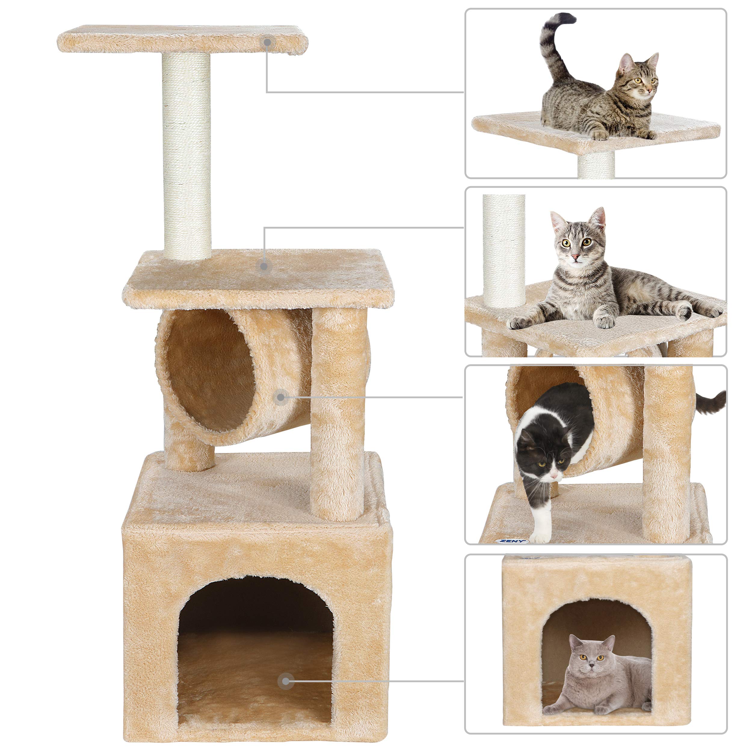 Nova Microdermabrasion Cat Tree for Indoor Cats - 36 Inch Tall Cat Tower with Scratching Posts & Ultra Soft Plush Covering - Durable Cat Condo Furniture for Kittens & Adult Cats - Perfect for Play, Rest & Climbing in Home or Office