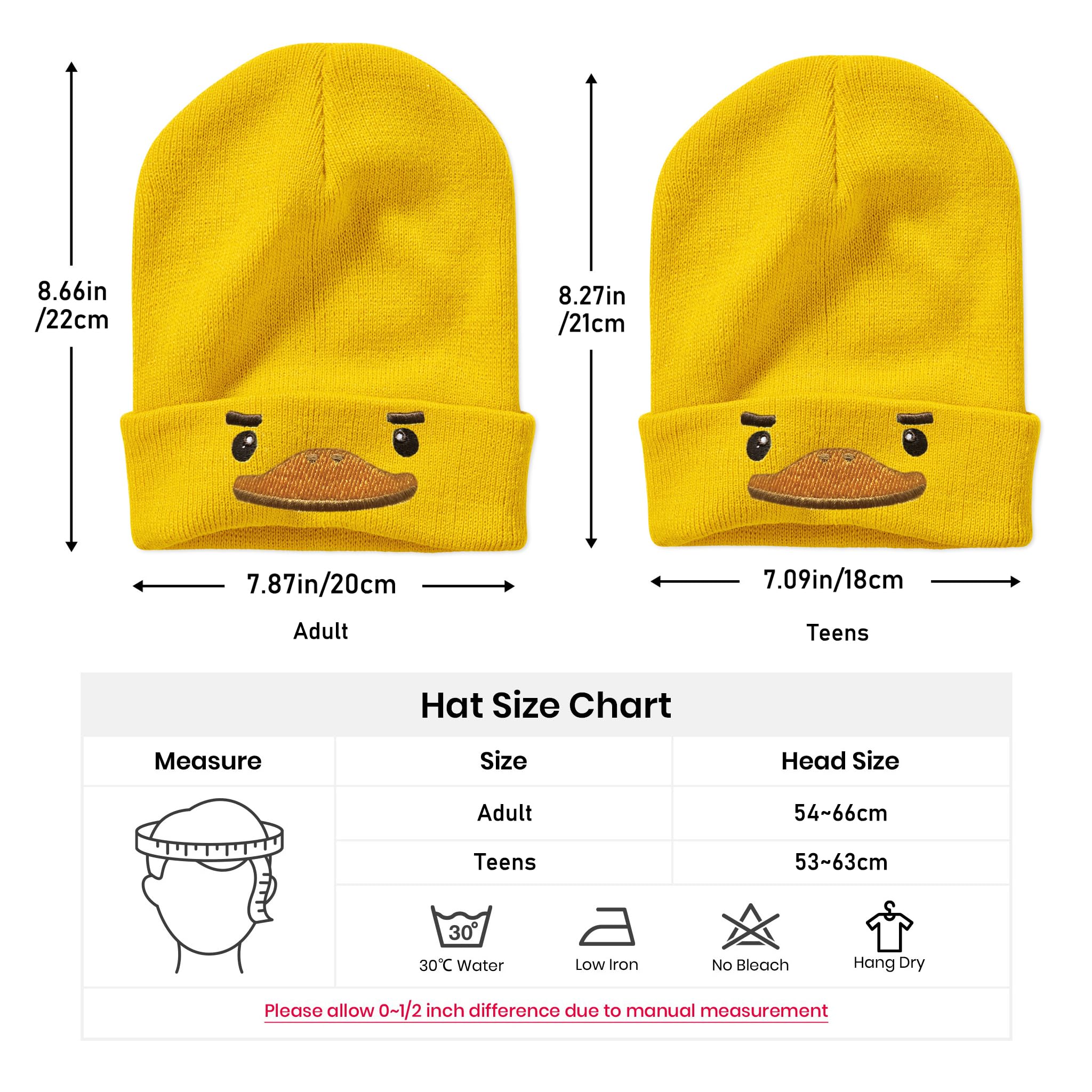 Stylish Yellow Duck Embroidered Beanie Knit Hat for Men & Women - Funny Graphic Winter Skull Cap - Perfect Gift for Duck Lovers - Great for Outdoor Activities, Winter Sports, and Casual Wear