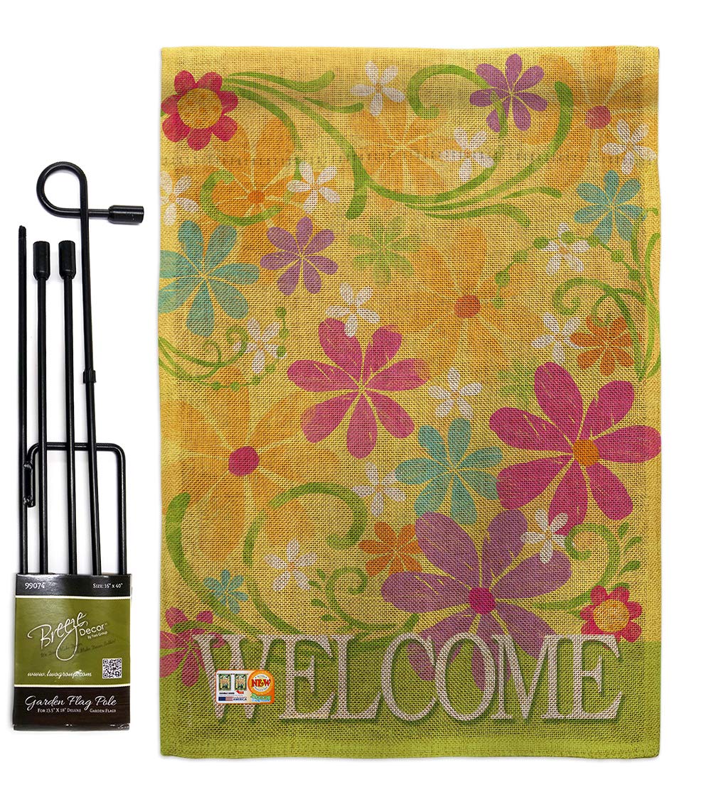 Floral Garden Flag Set - Spring Daisy Sunflower Tulip for Yard Decor