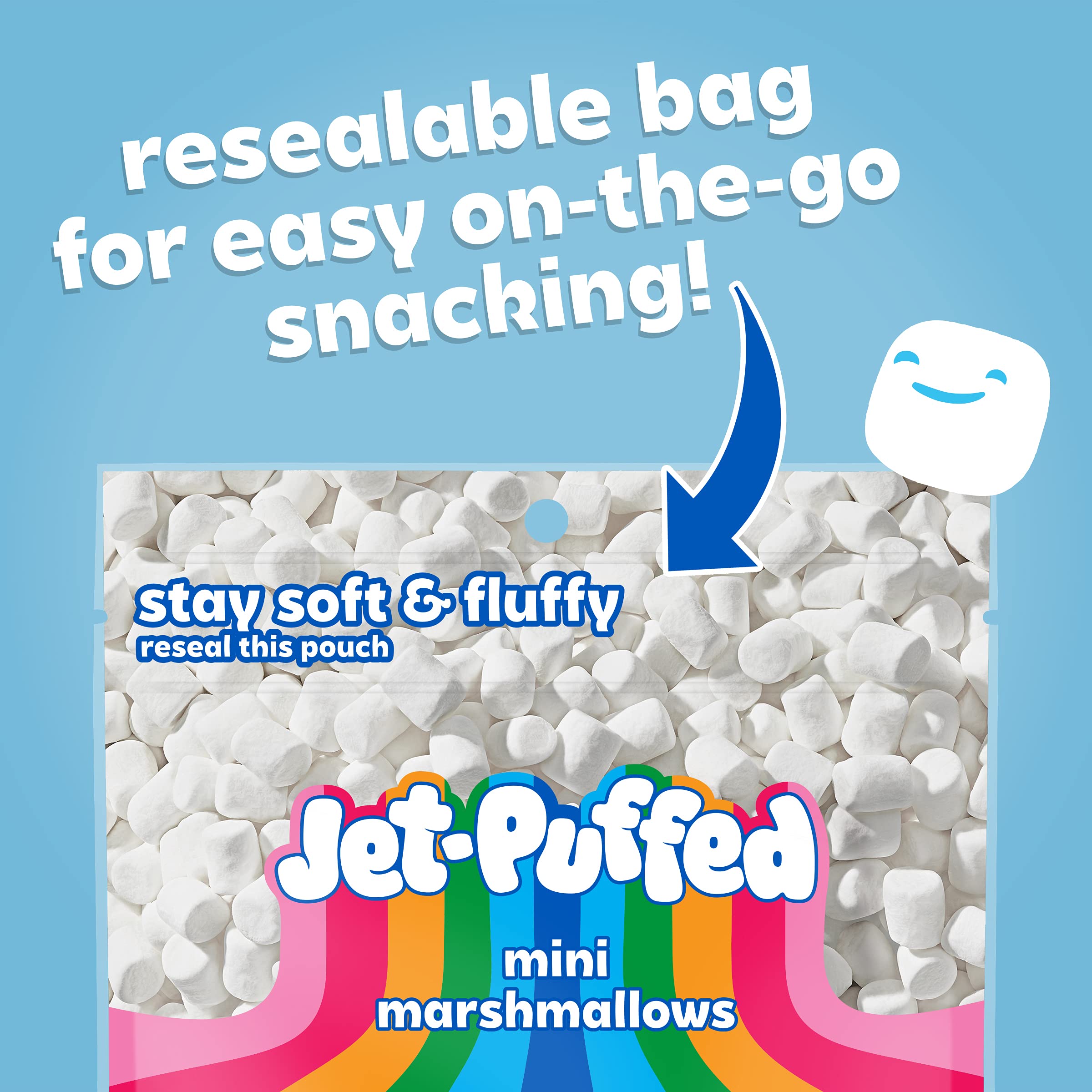 Jet-Puffed Mini Marshmallows 7 oz (4 Pack) - Resealable Bags for Hot Chocolate, Baking & Campfire S'mores - Perfect for Desserts, Snacks & Party Treats